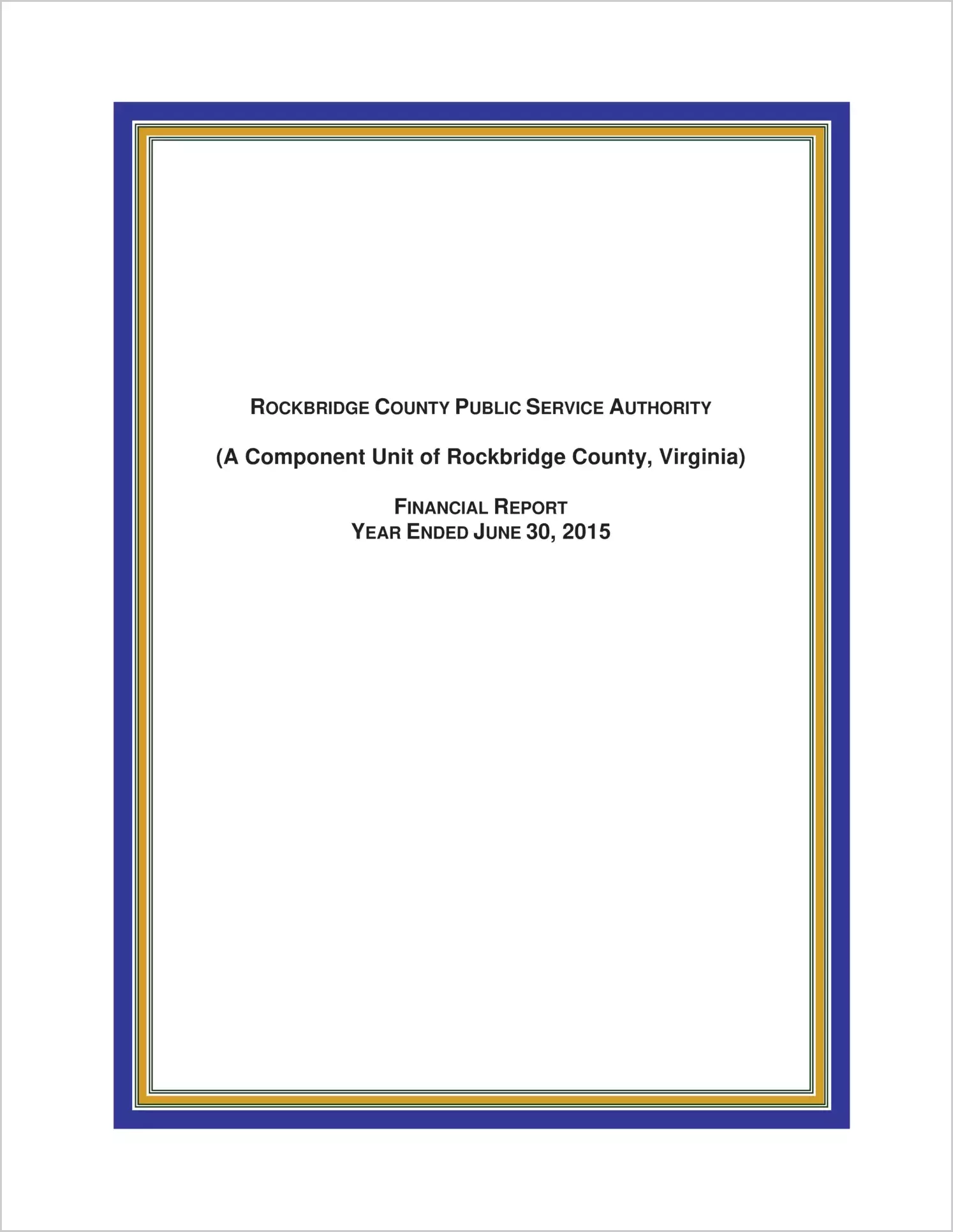 2015 ABC/Other Annual Financial Report  for Rockbridge County Public Service Authority