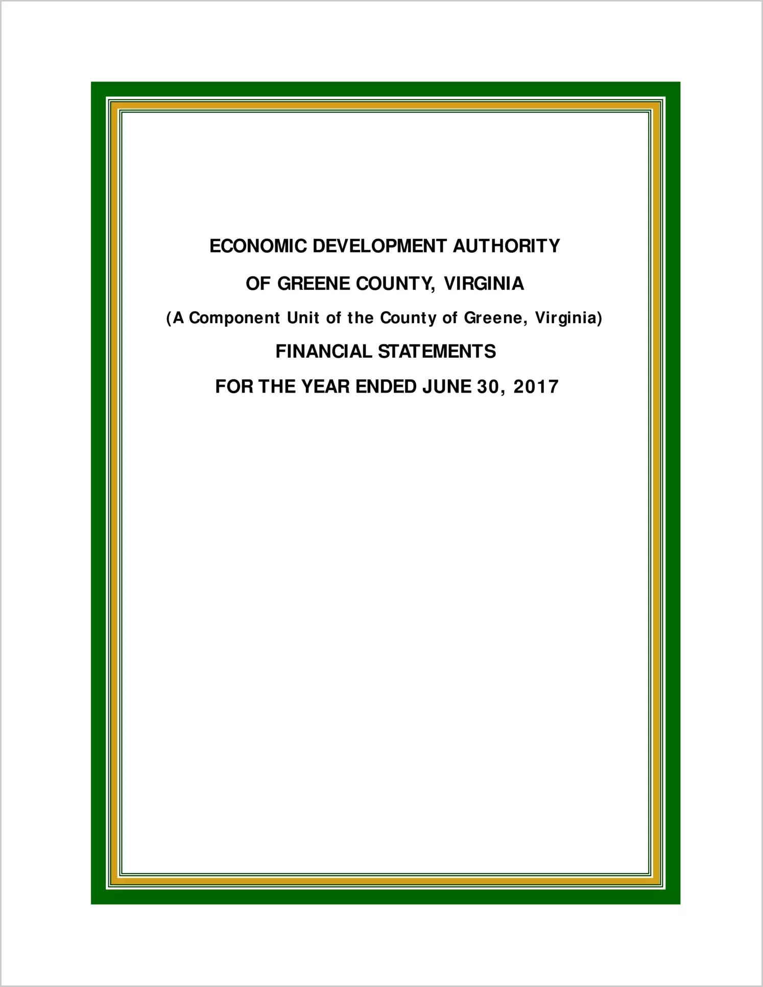 2017 ABC/Other Annual Financial Report  for Greene Economic Development Authority