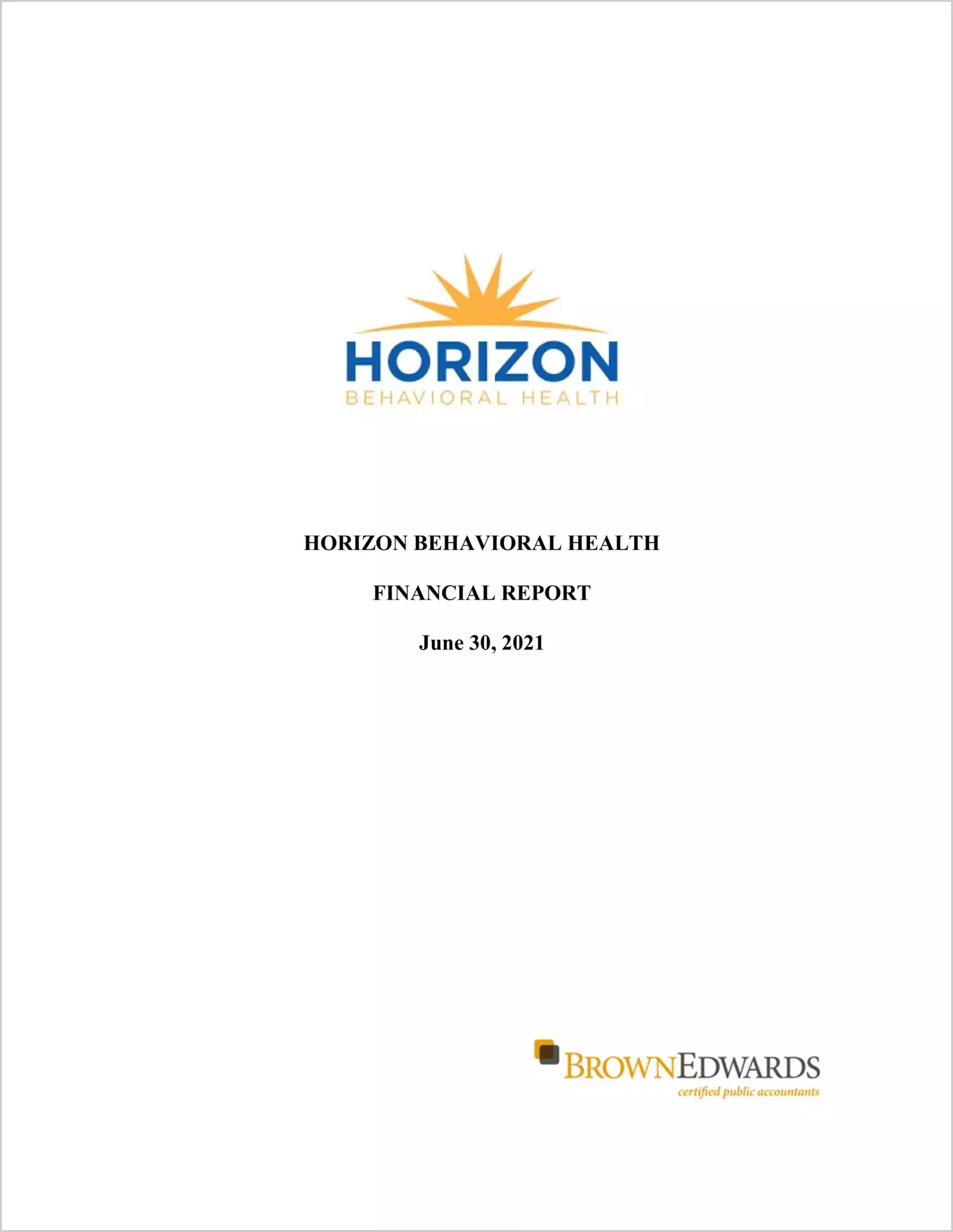 2021 ABC/Other Annual Financial Report  for Horizon Behavioral Health
