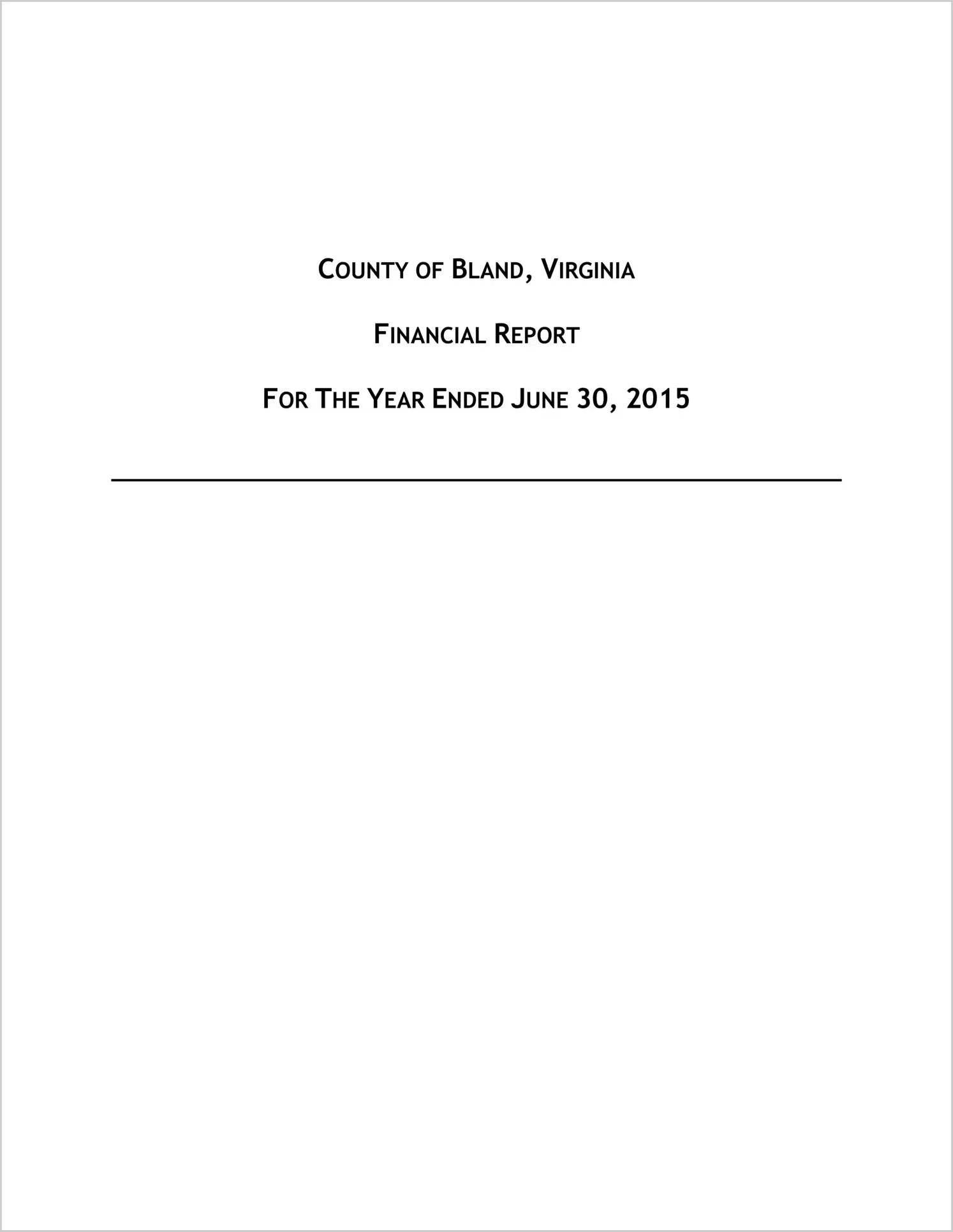 2015 Annual Financial Report for County of Bland