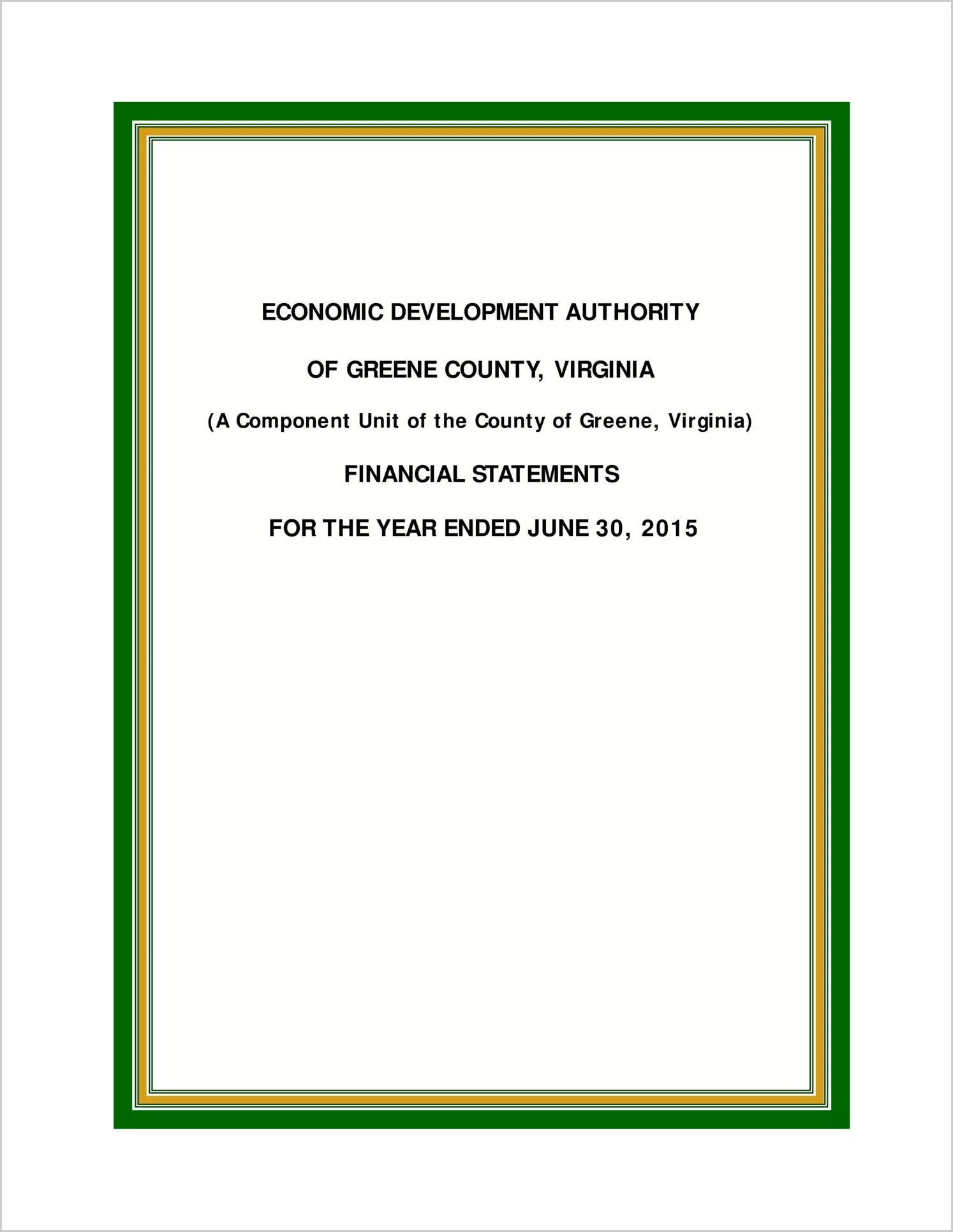 2015 ABC/Other Annual Financial Report  for Greene Economic Development Authority