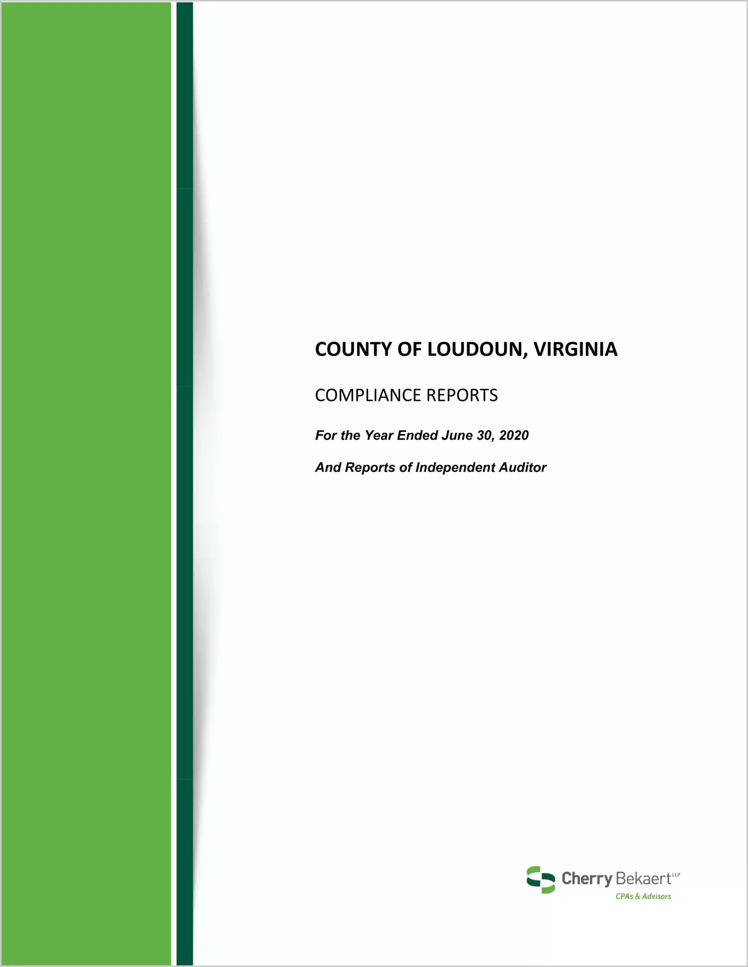 2020 Internal Control and Compliance Report for County of Loudoun