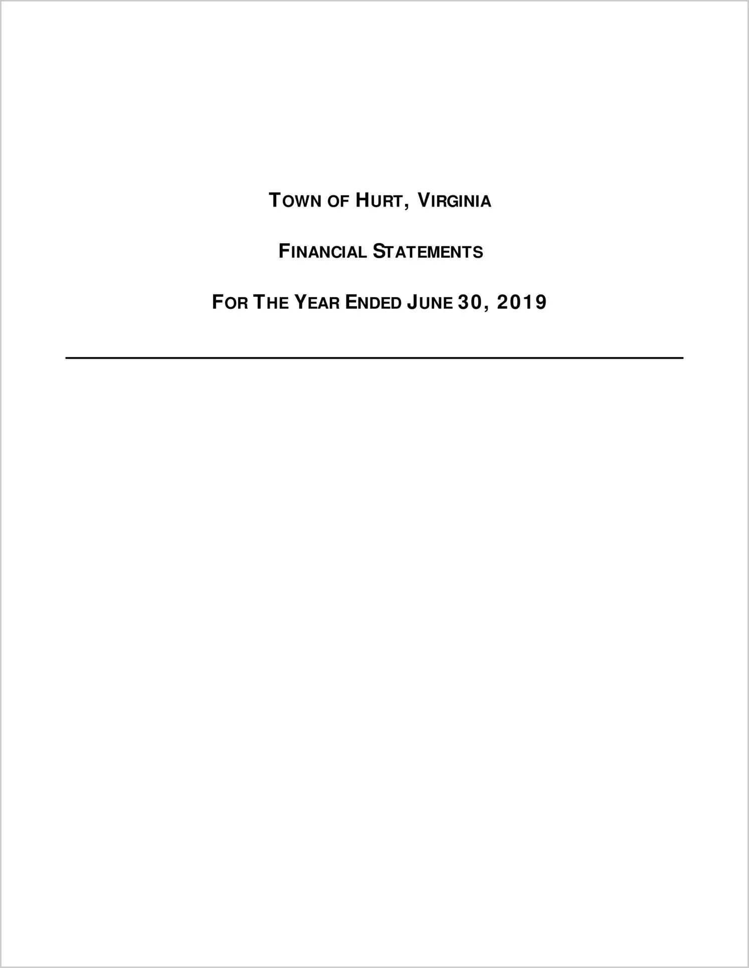 2019 Annual Financial Report for Town of Hurt