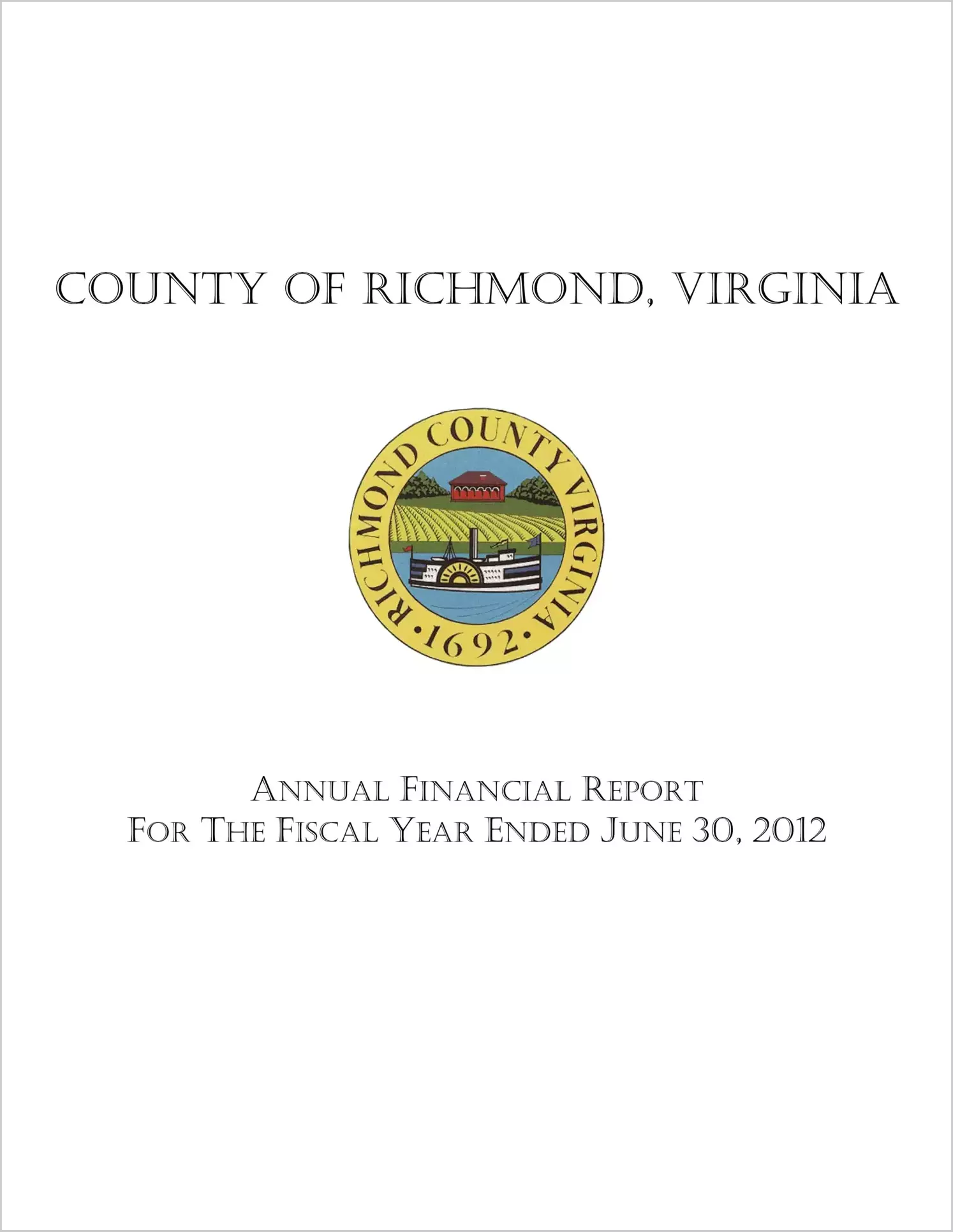 2012 Annual Financial Report for County of Richmond