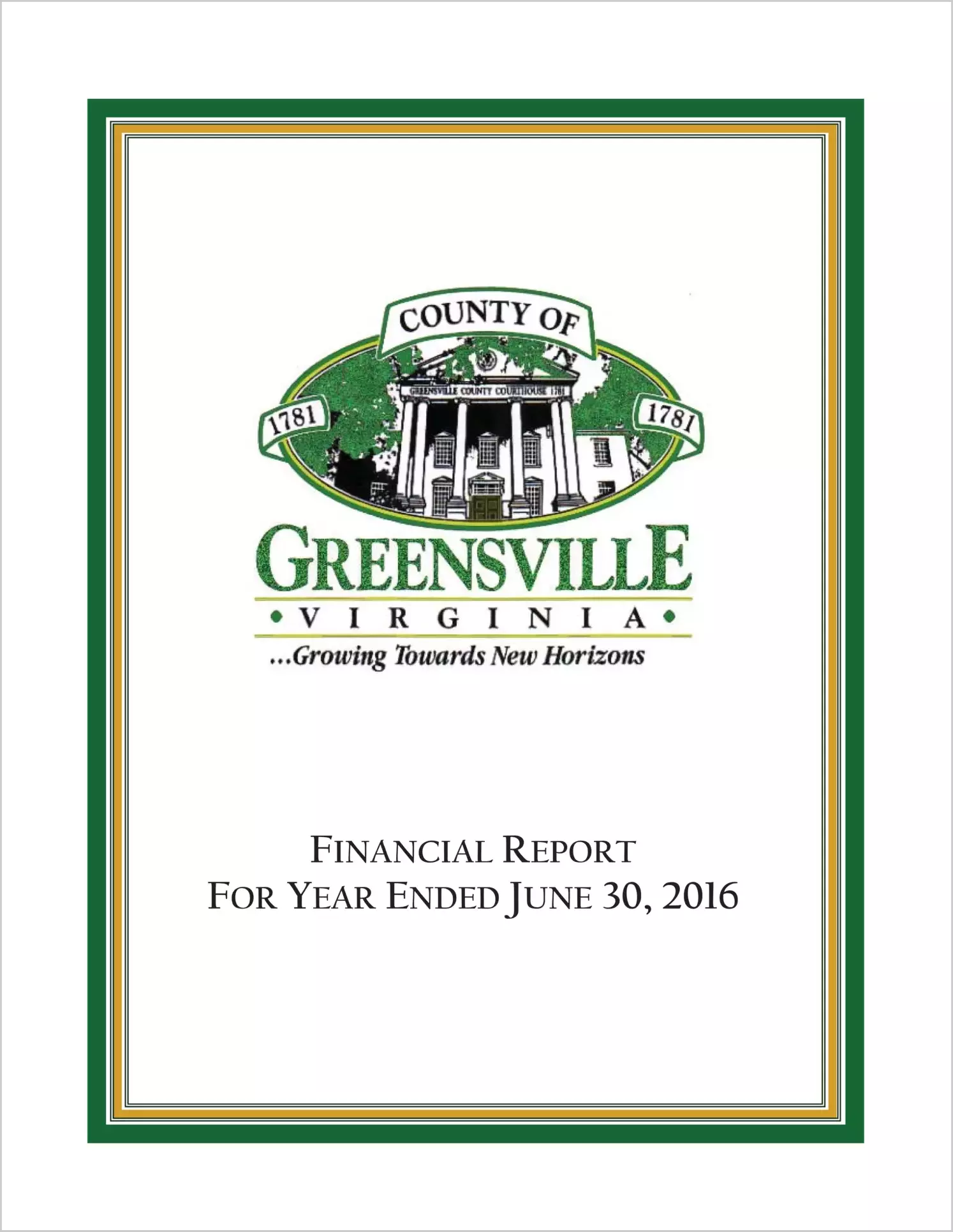 2016 Annual Financial Report for County of Greensville