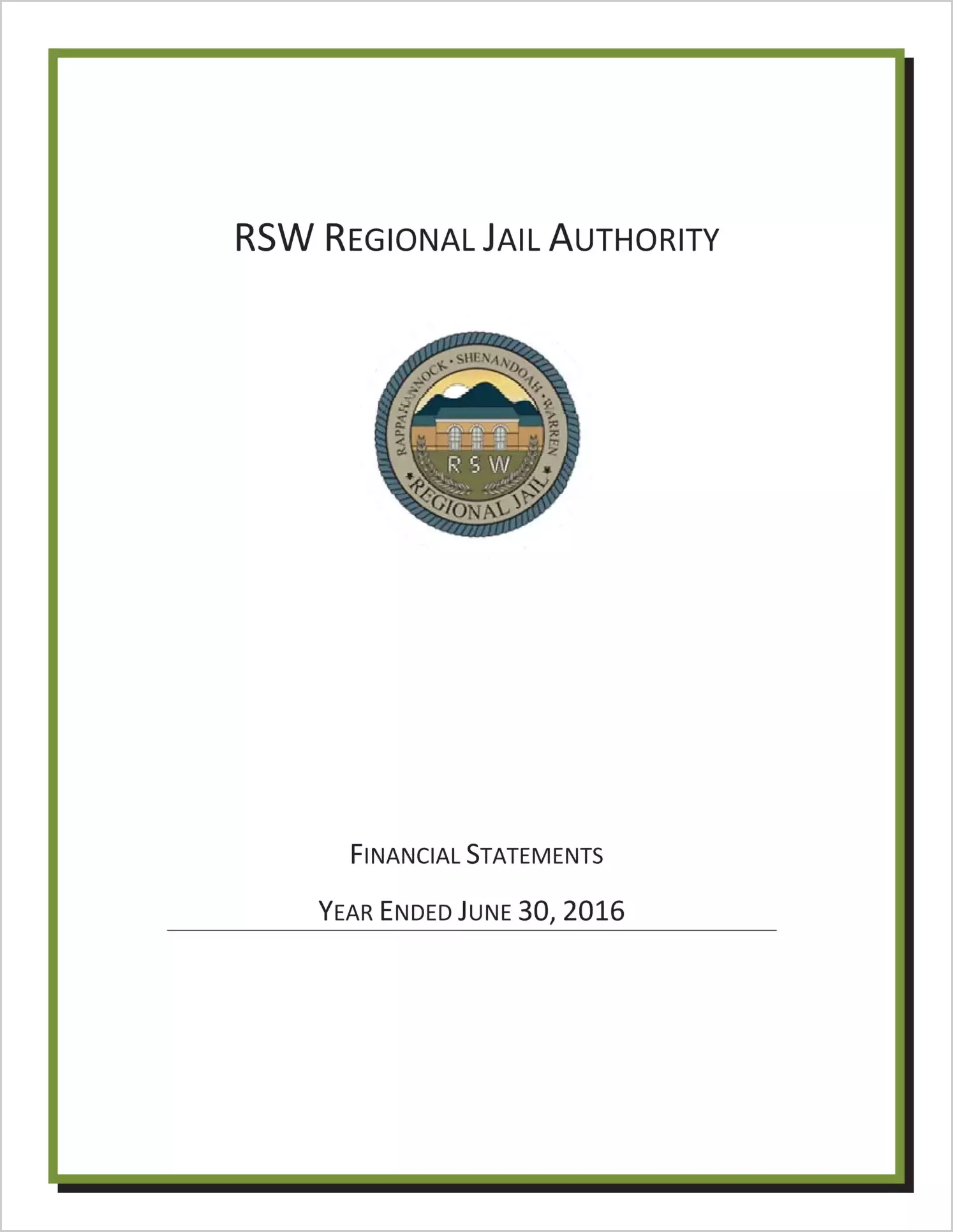 2016 ABC/Other Annual Financial Report  for RSW Regional Jail Authority