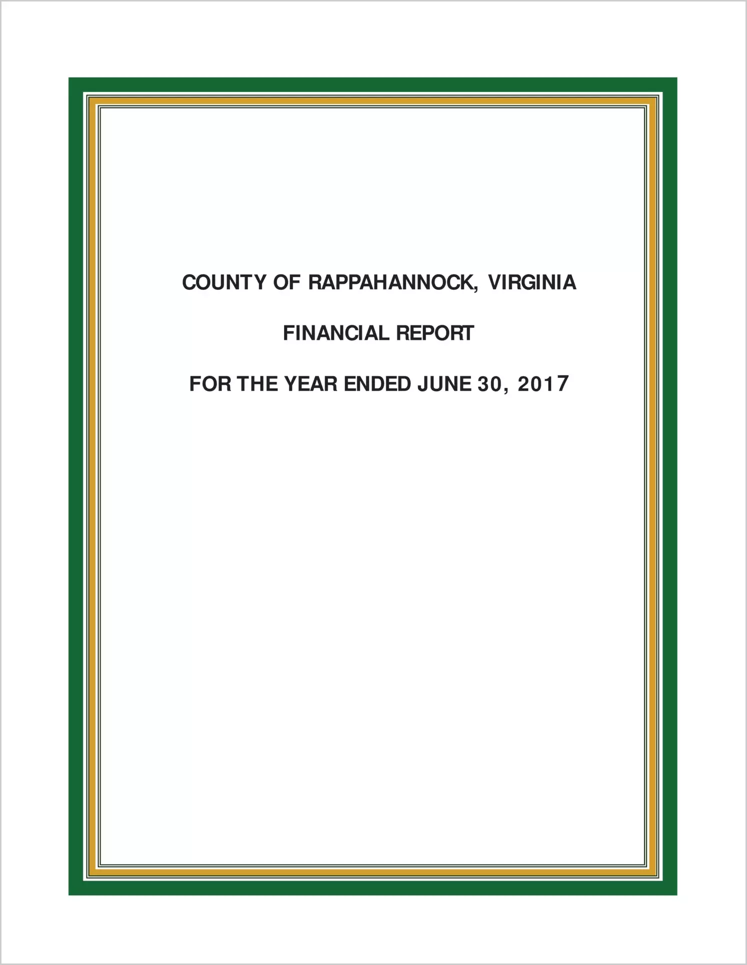 2017 Annual Financial Report for County of Rappahannock