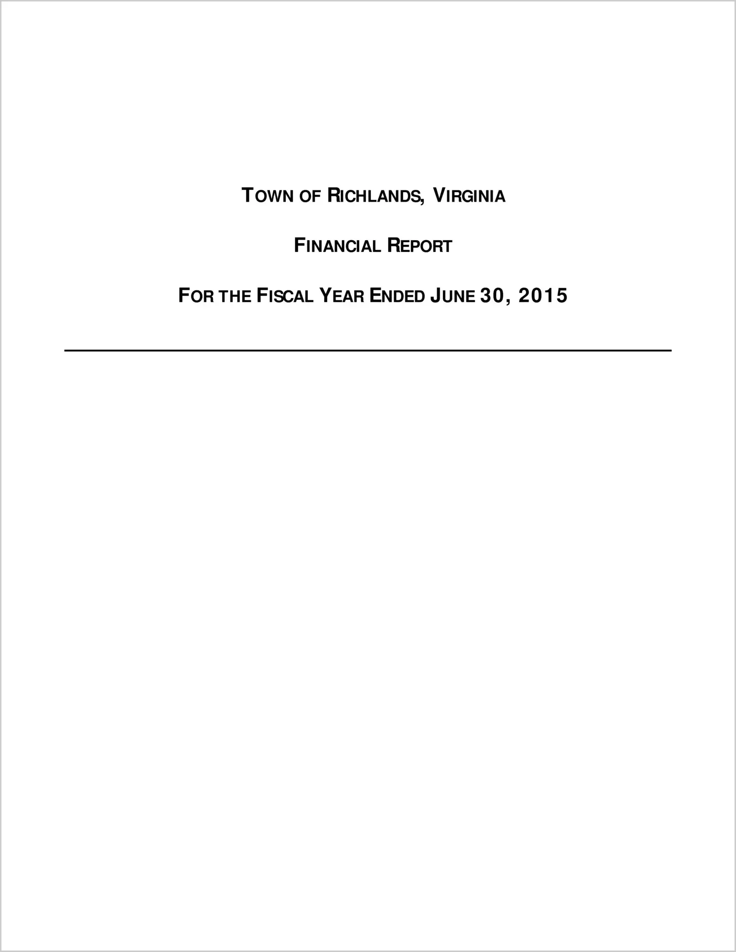 2015 Annual Financial Report for Town of Richlands