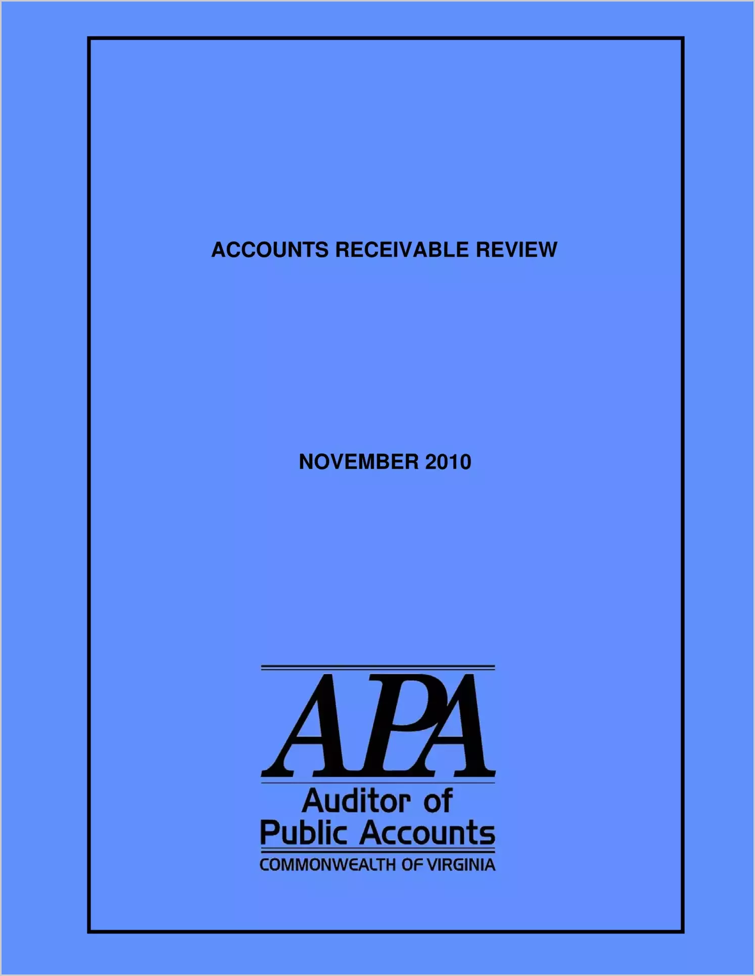 Accounts Receivable Review -  November 2010