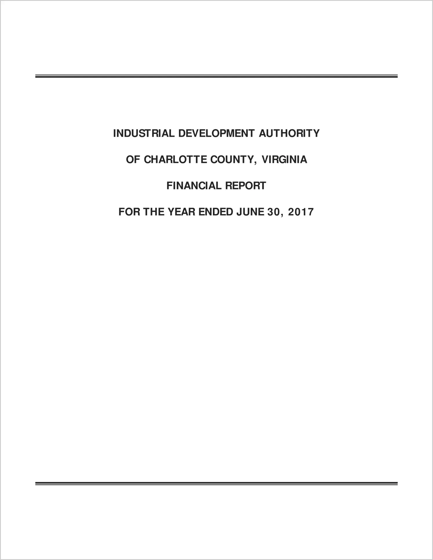 2017 ABC/Other Annual Financial Report  for Charlotte Industrial Development Authority