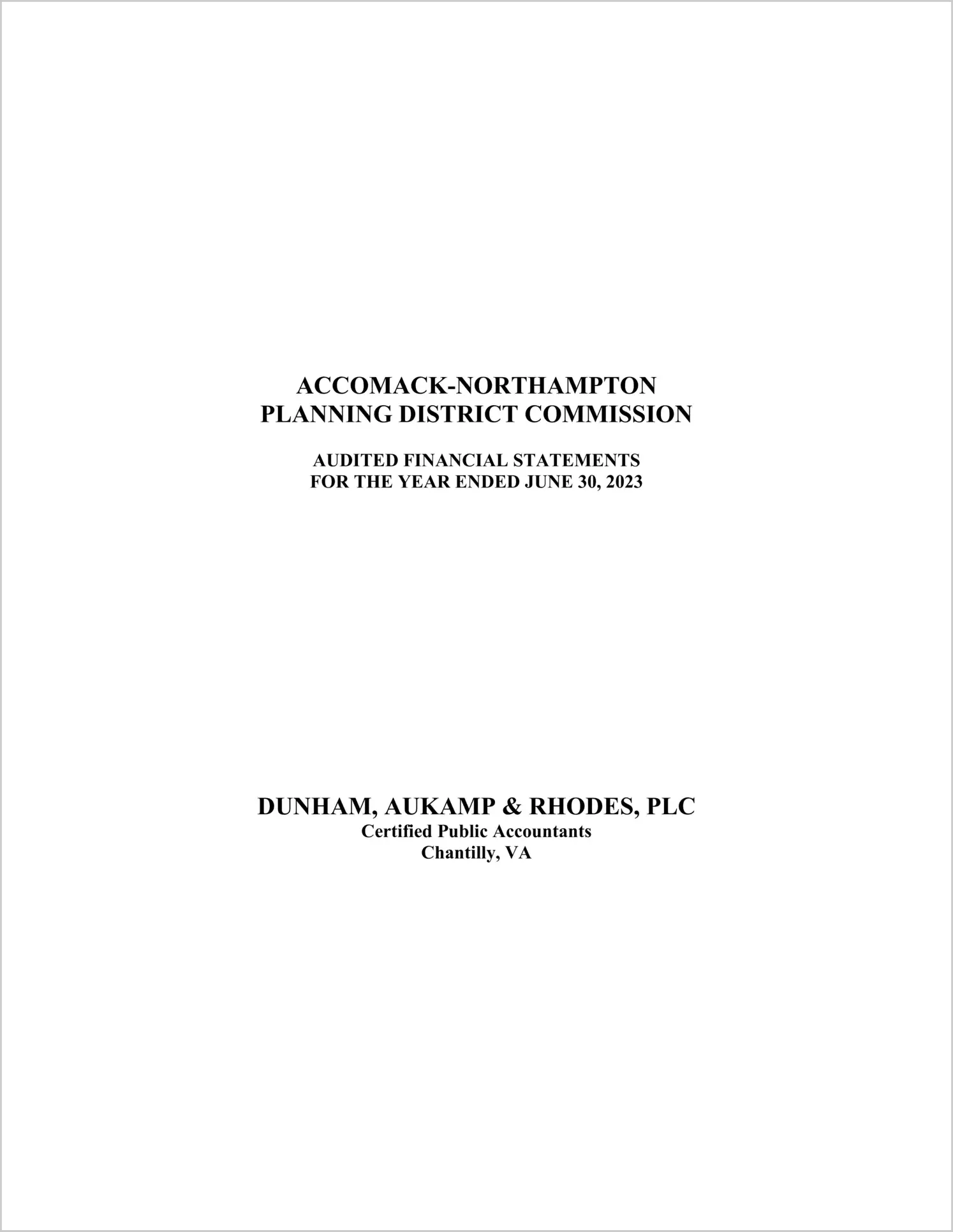 preview of 2023 ABC/Other Annual Financial Report for Accomack Northampton County Planning District Commission