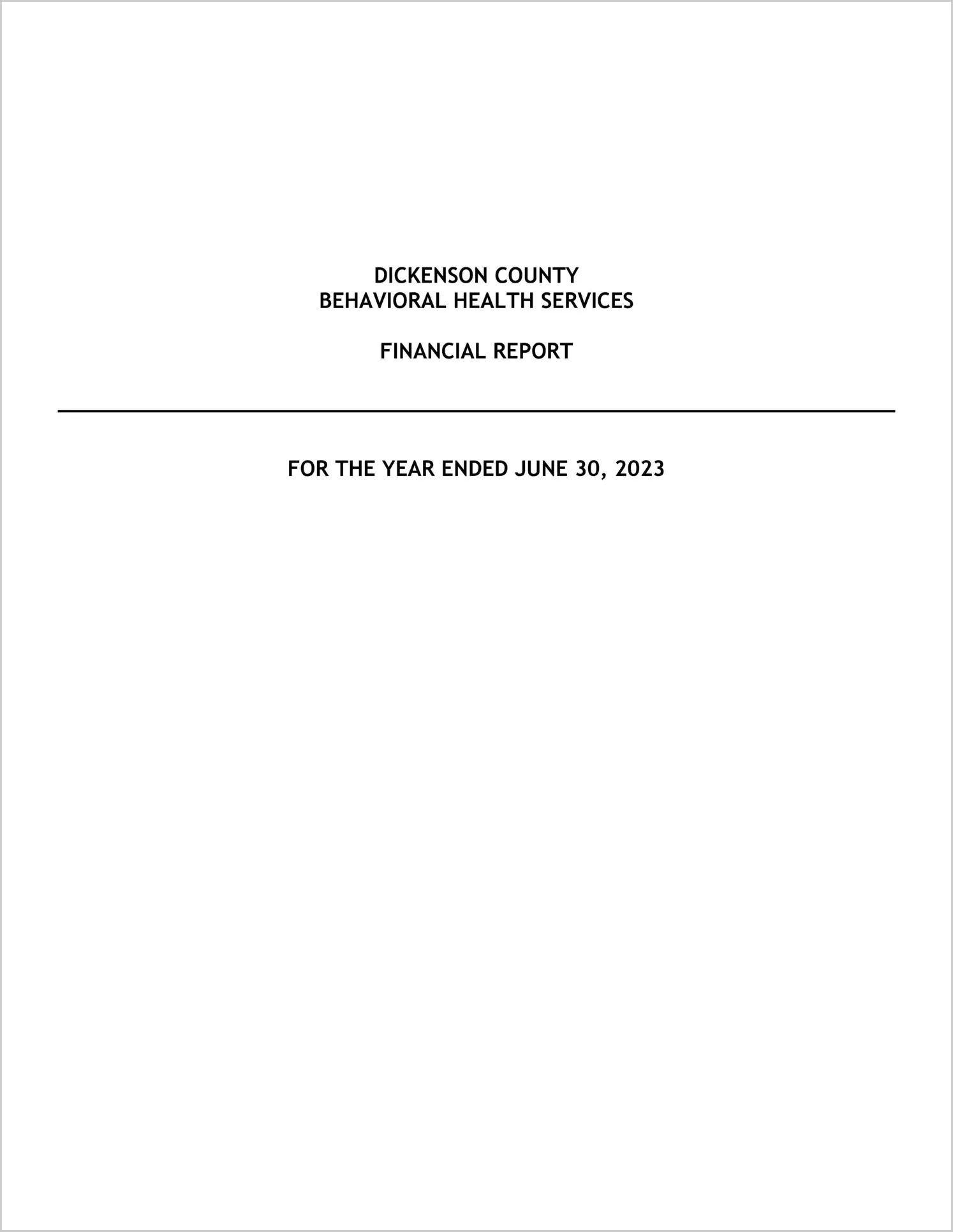 preview of 2023 ABC/Other Annual Financial Report for Dickenson County Behavioral Health Services