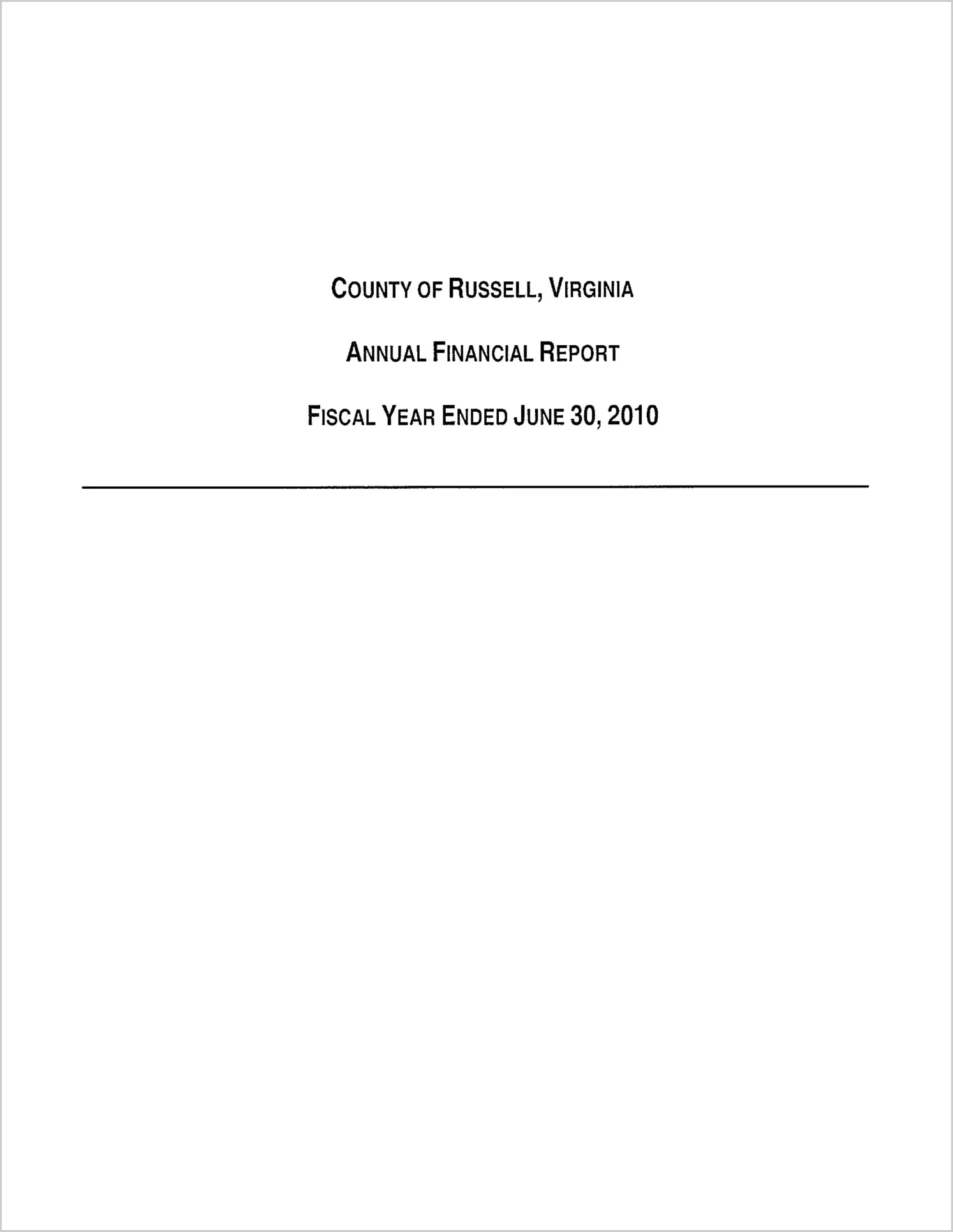 preview of 2010 Annual Financial Report for County of Russell