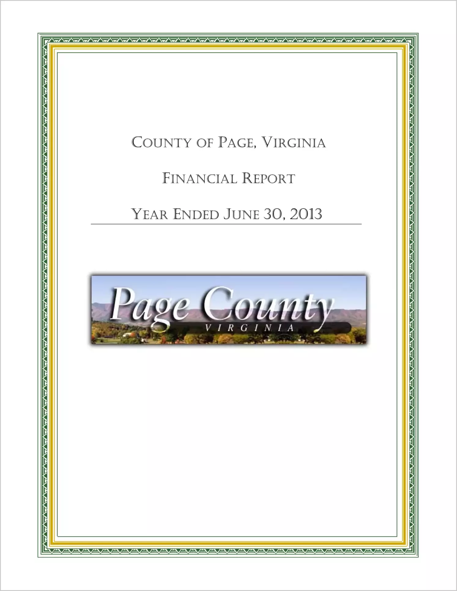 2013 Annual Financial Report for County of Page