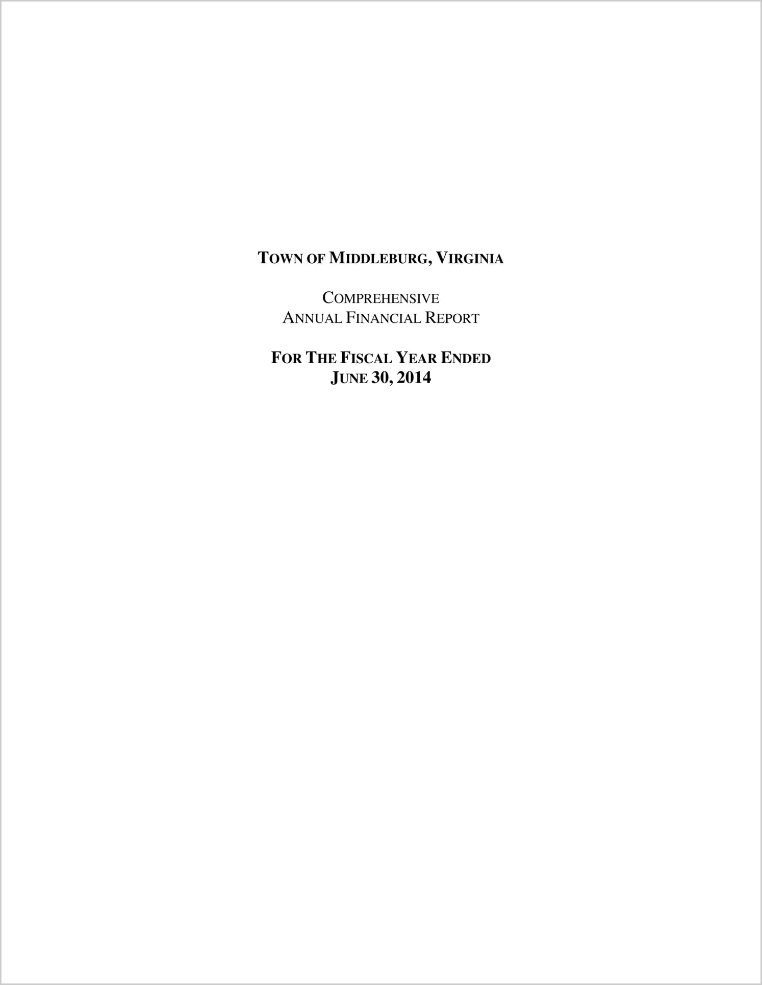 2014 Annual Financial Report for Town of Middleburg
