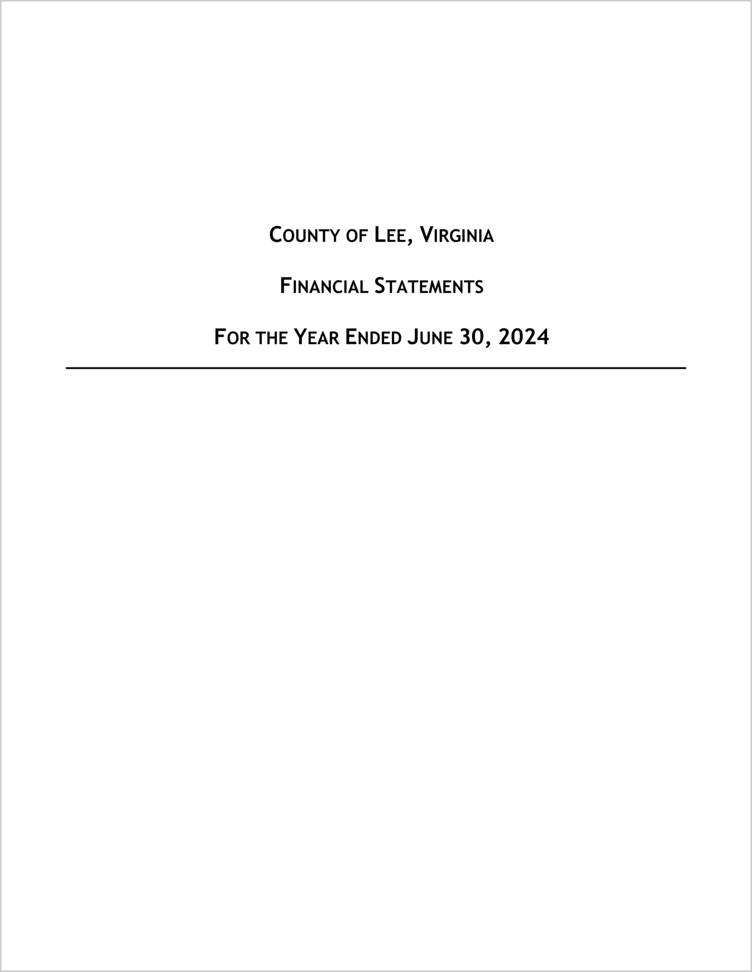 2024 Annual Financial Report for County of Lee