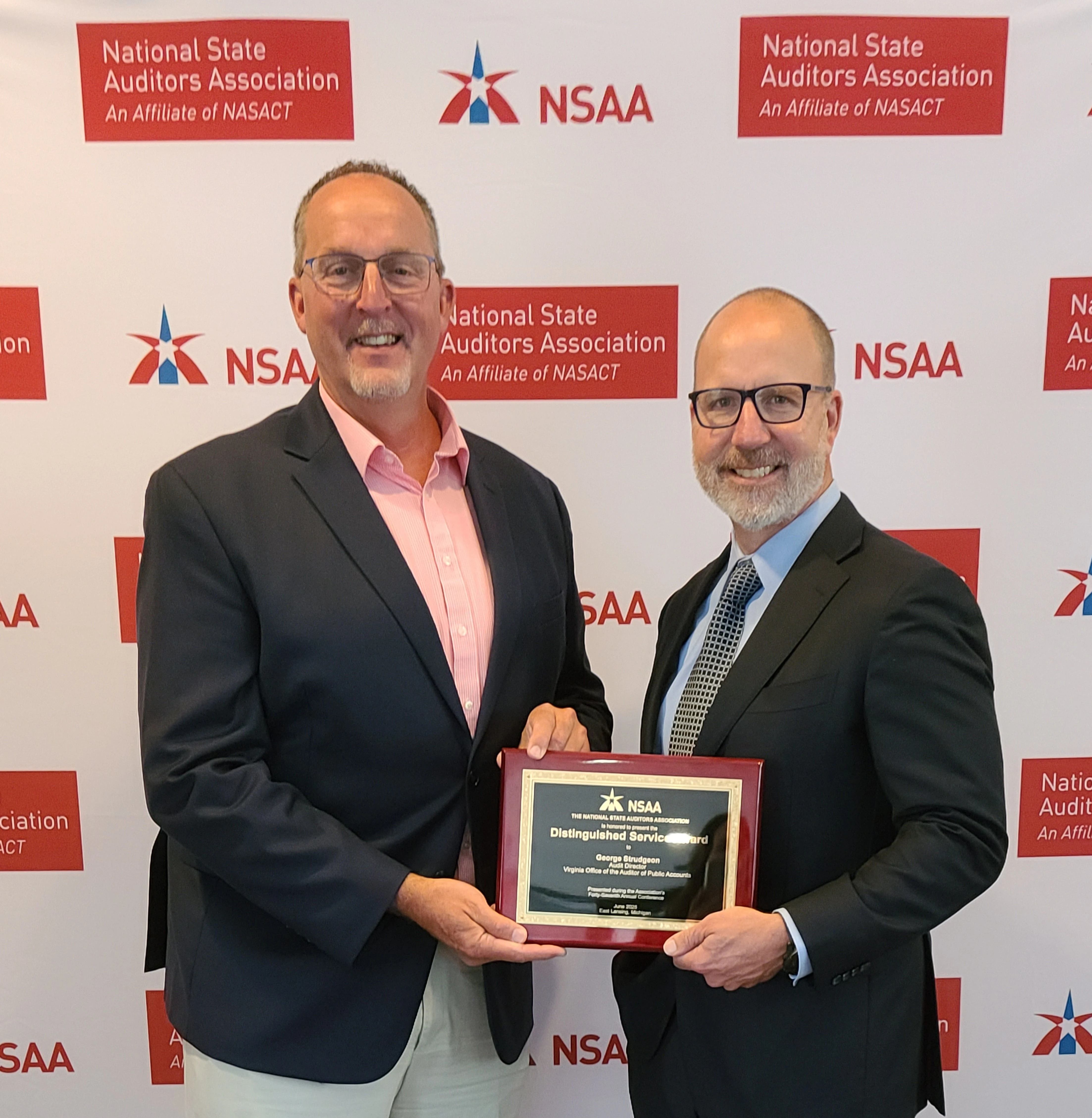 Audit Director George Strudgeon receives NSAA Distinguished Service Award for his Single Audit expertise.