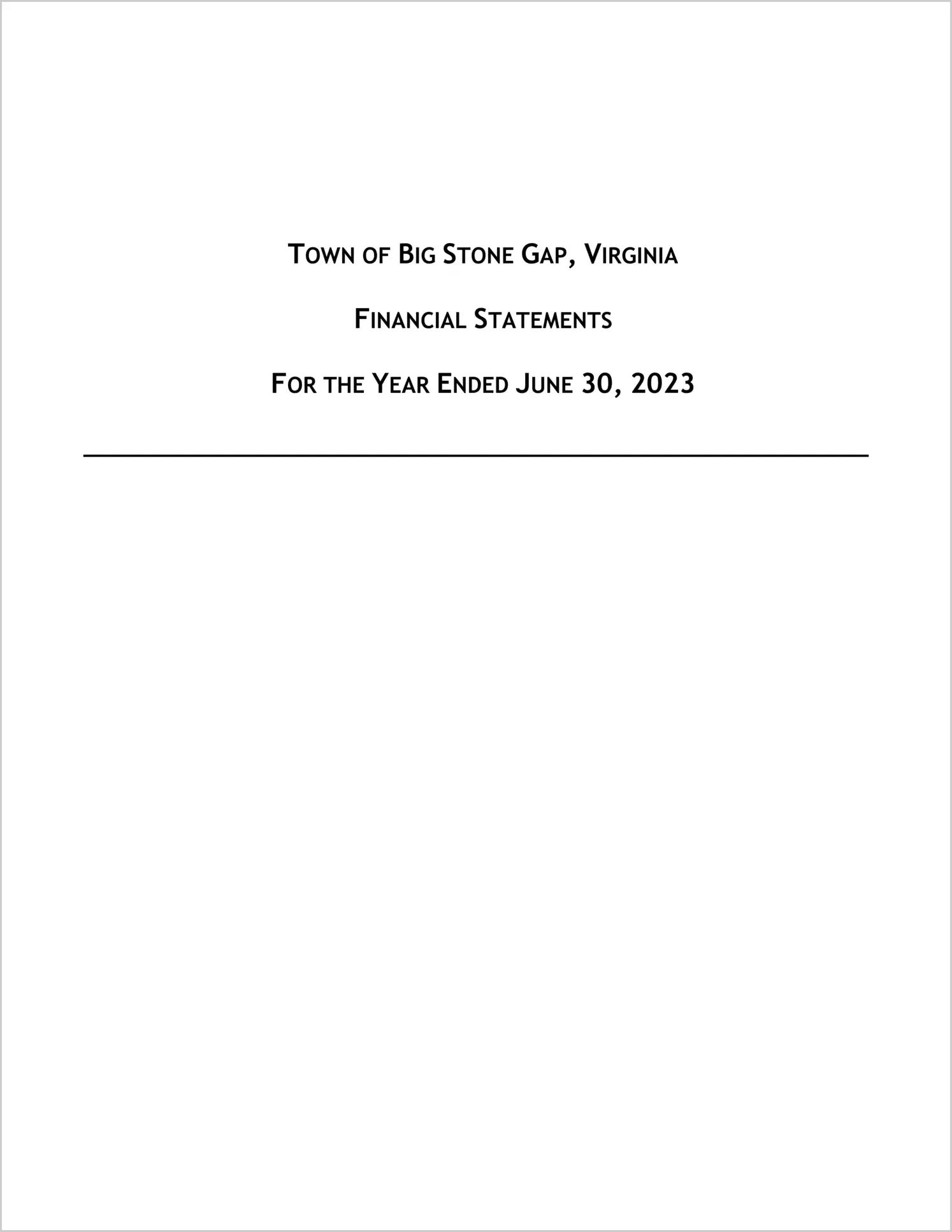 preview of 2023 Annual Financial Report for Town of Big Stone Gap