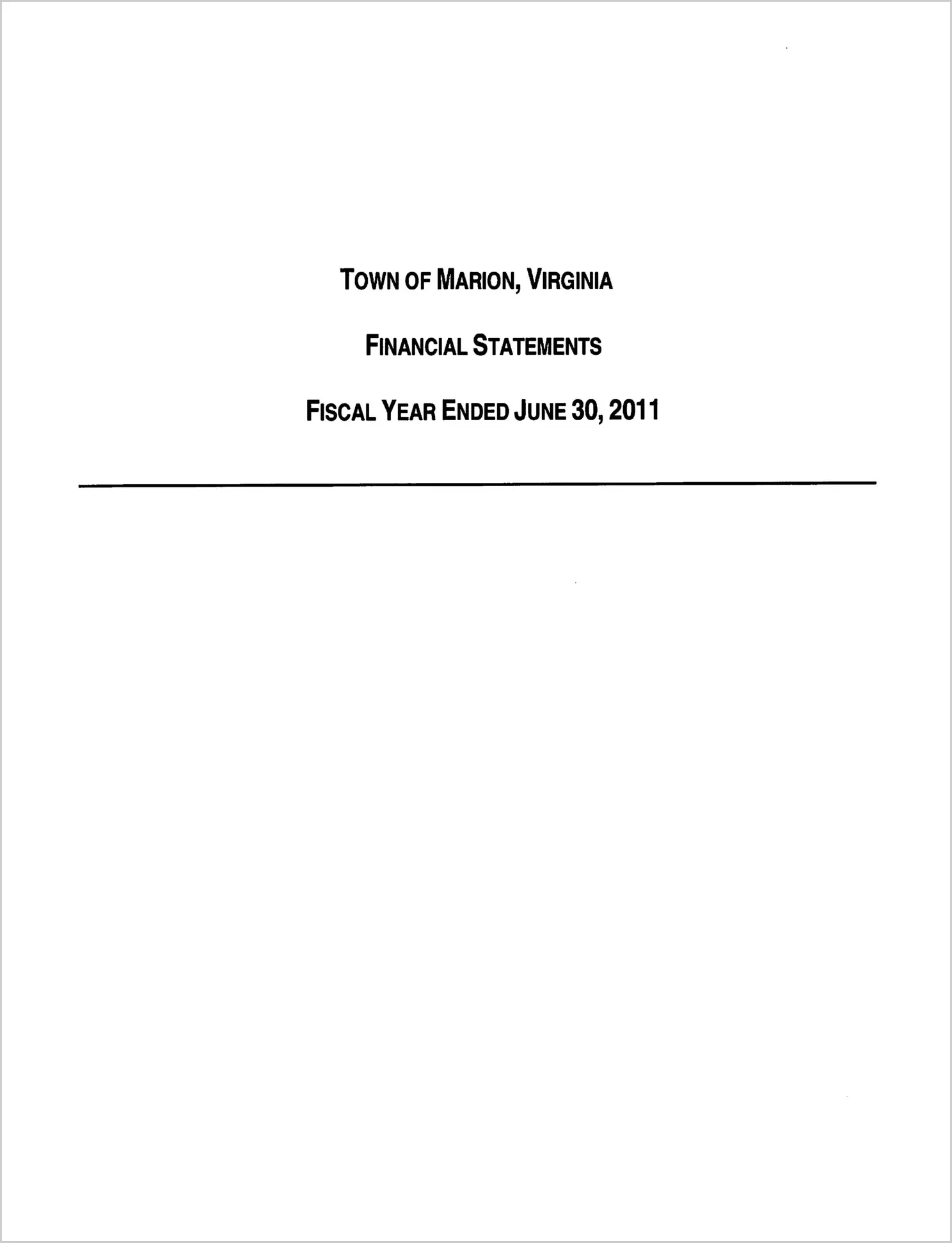 2011 Annual Financial Report for Town of Marion