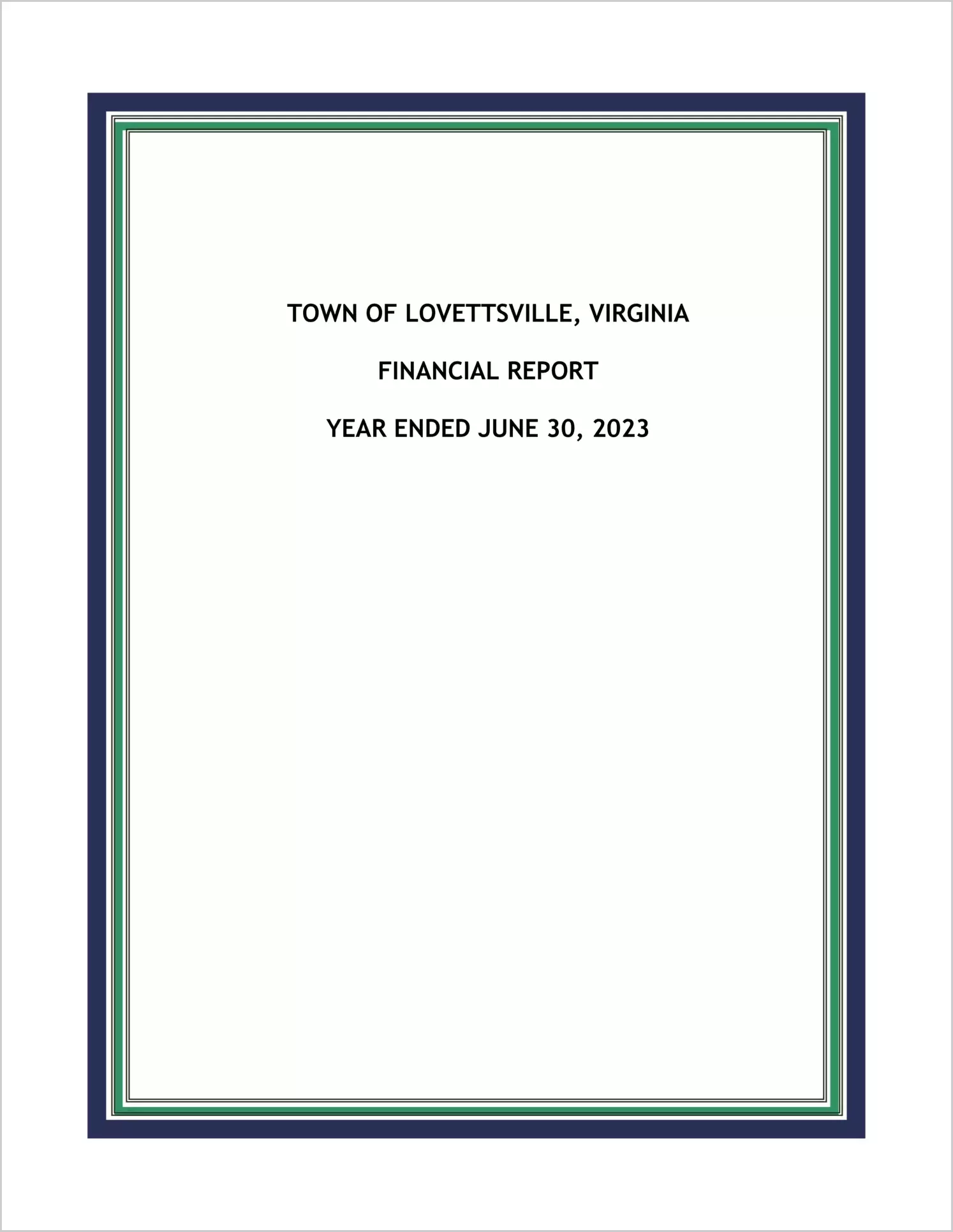 2023 Annual Financial Report for Town of Lovettsville 