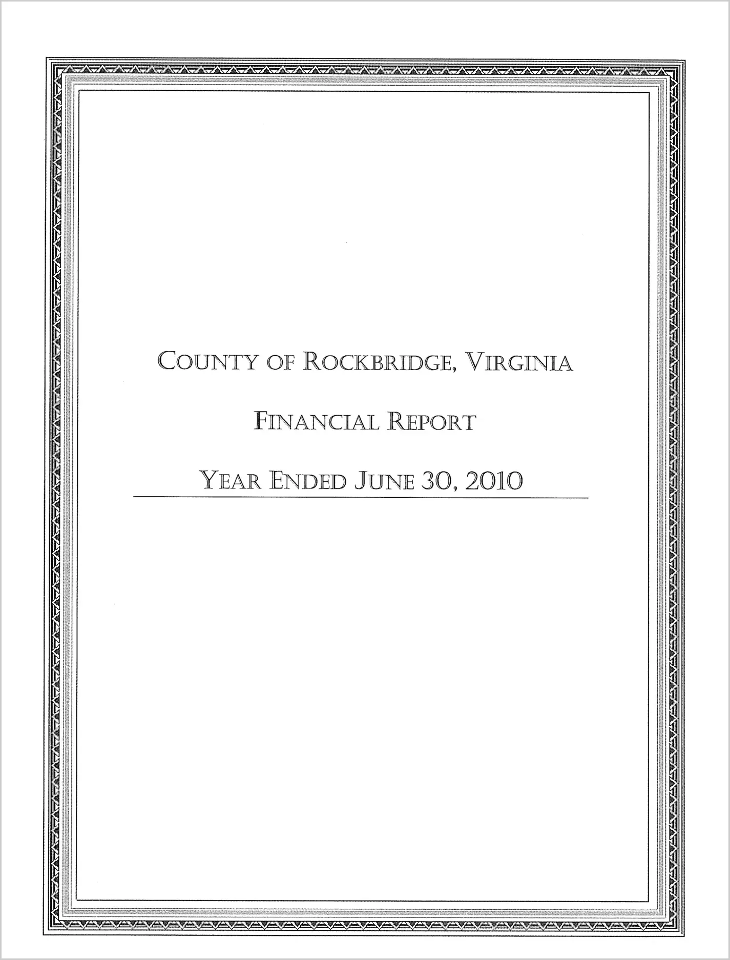 2010 Annual Financial Report for County of Rockbridge