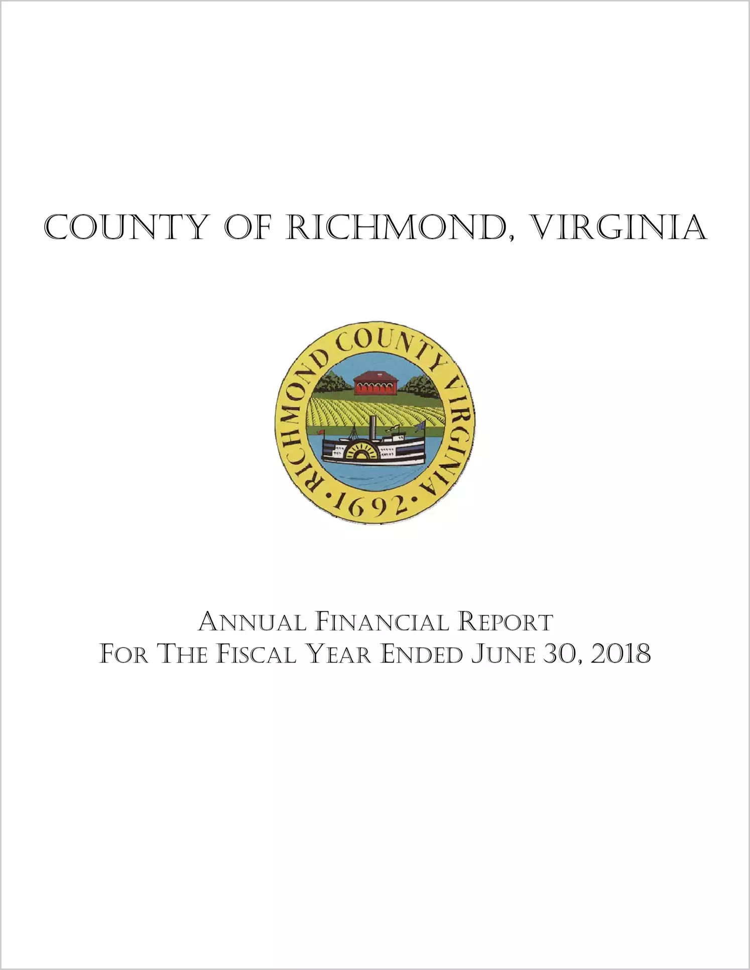 2018 Annual Financial Report for County of Richmond