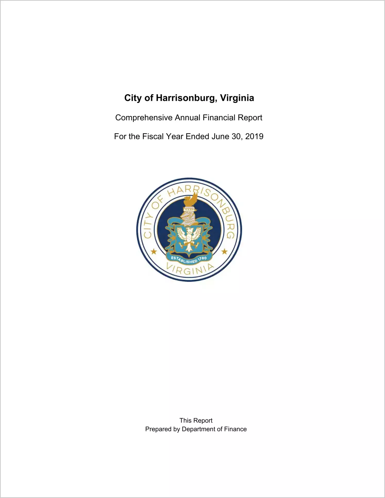 2019 Annual Financial Report for City of Harrisonburg