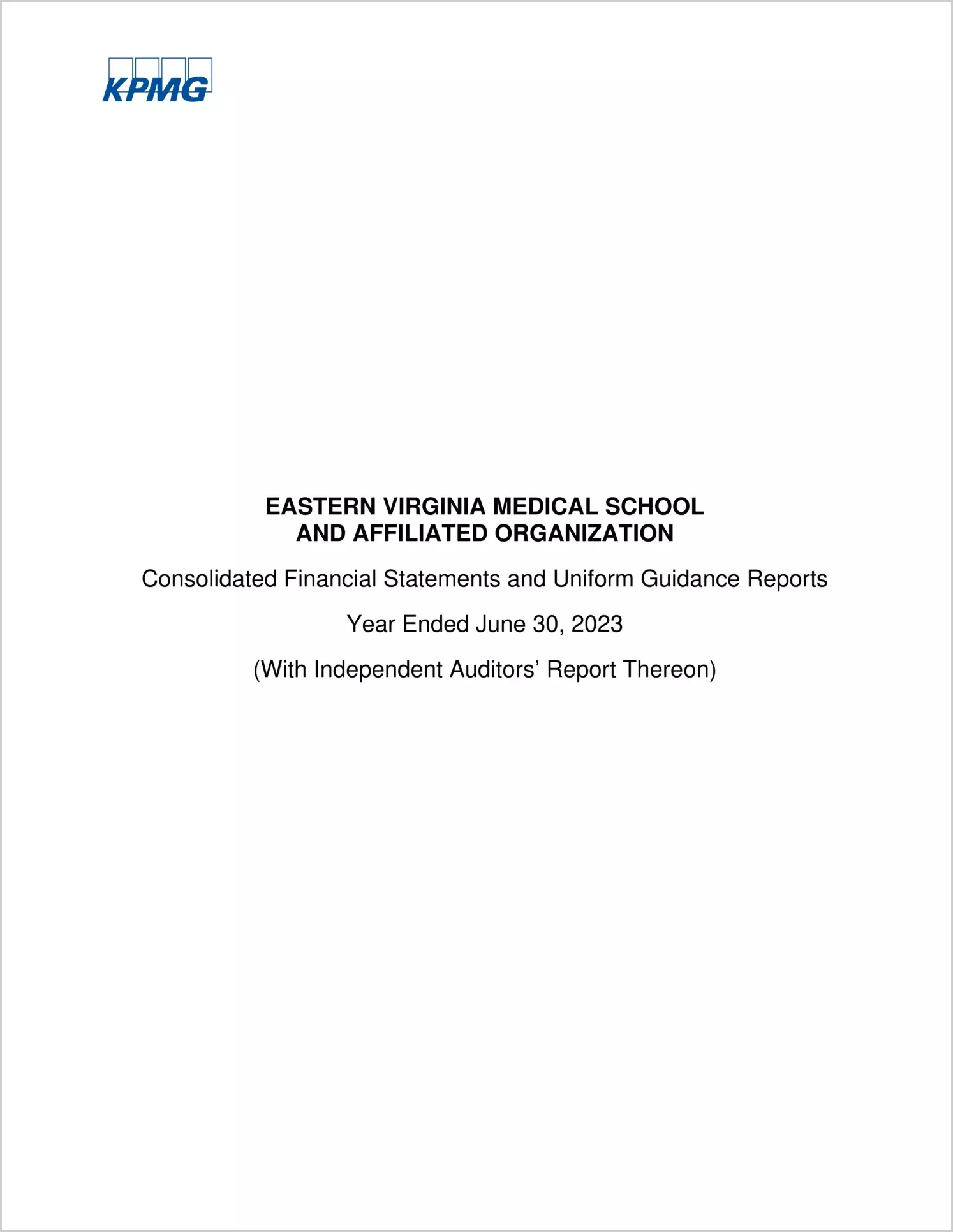 preview of 2023 ABC/Other Annual Financial Report for Eastern Virginia Medical School