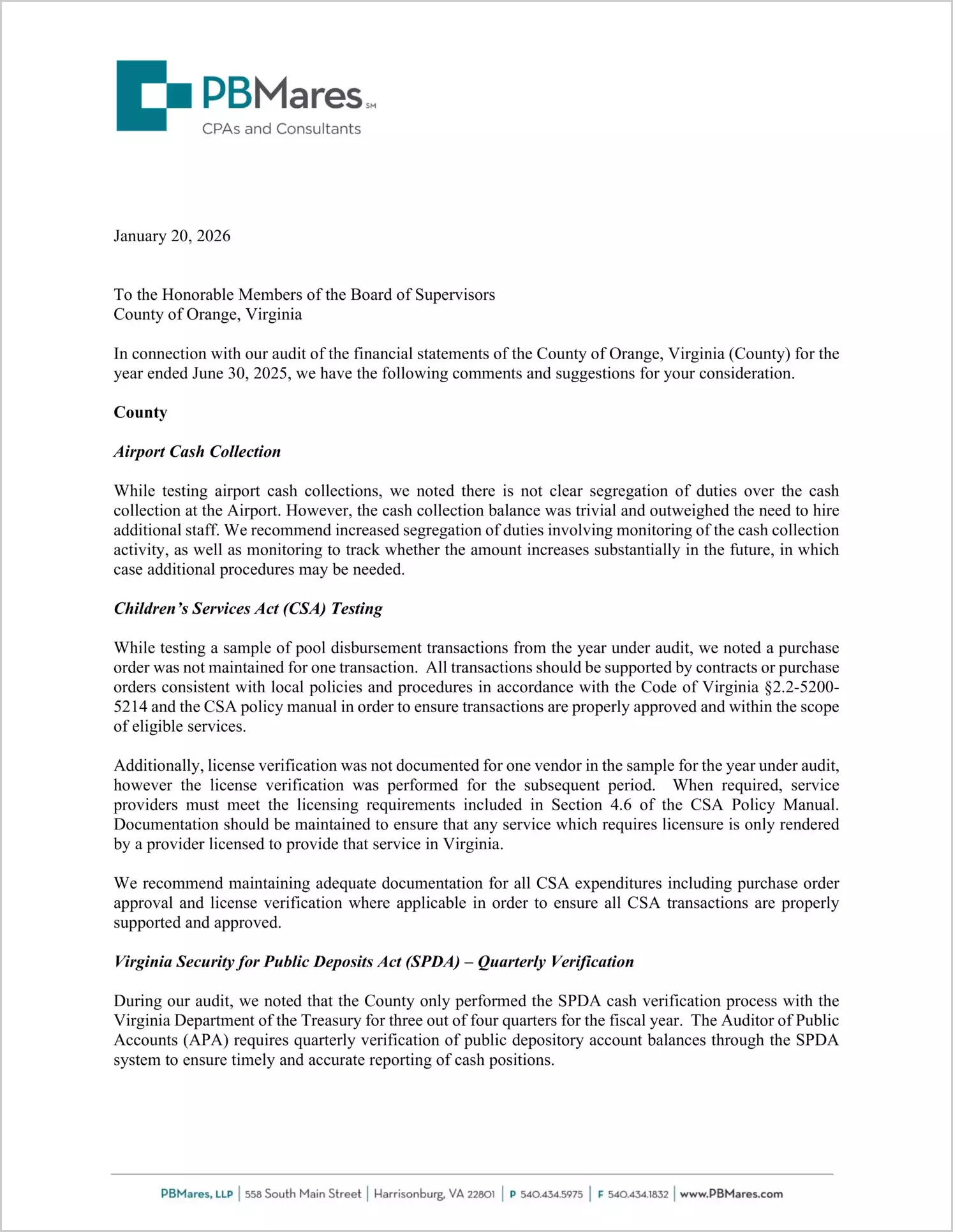 preview of 2025 Management Letter for County of Orange