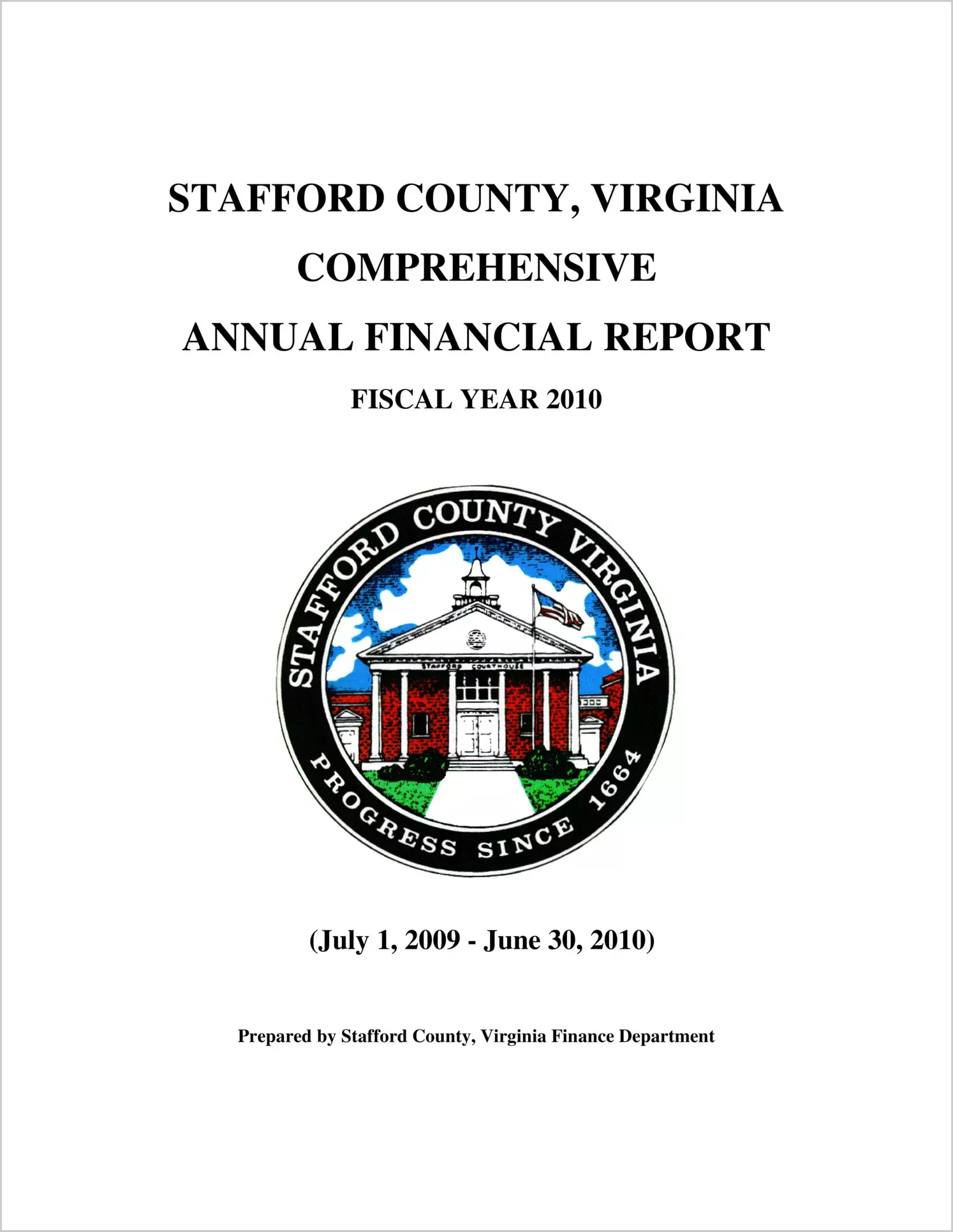 2010 Annual Financial Report for County of Stafford