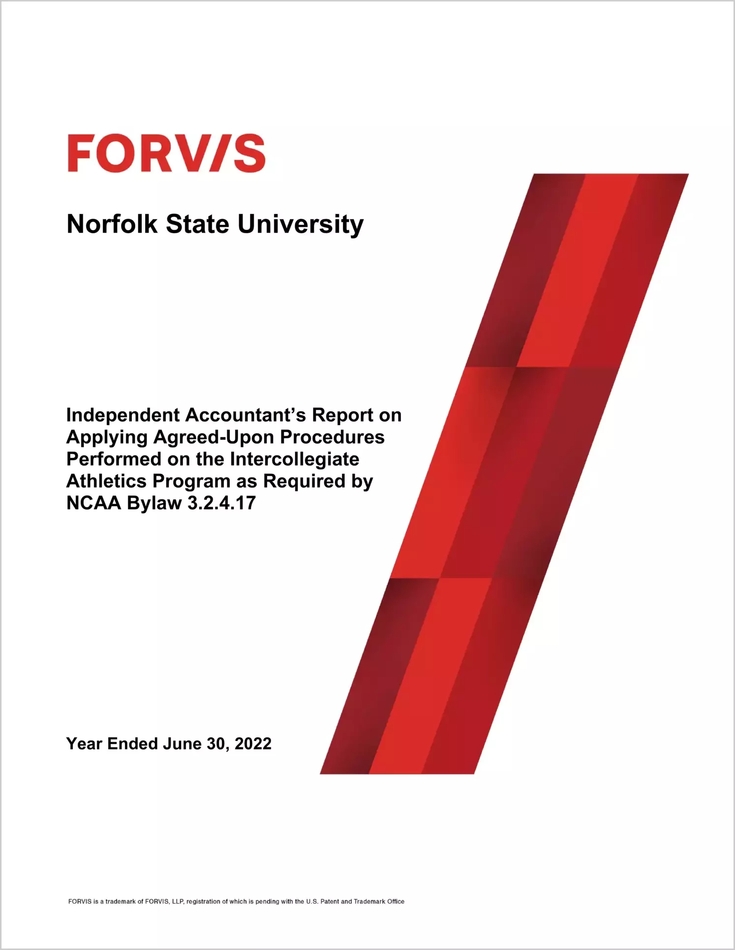 Norfolk State University Intercollegiate Athletics Programs for the year ended June 30, 2022