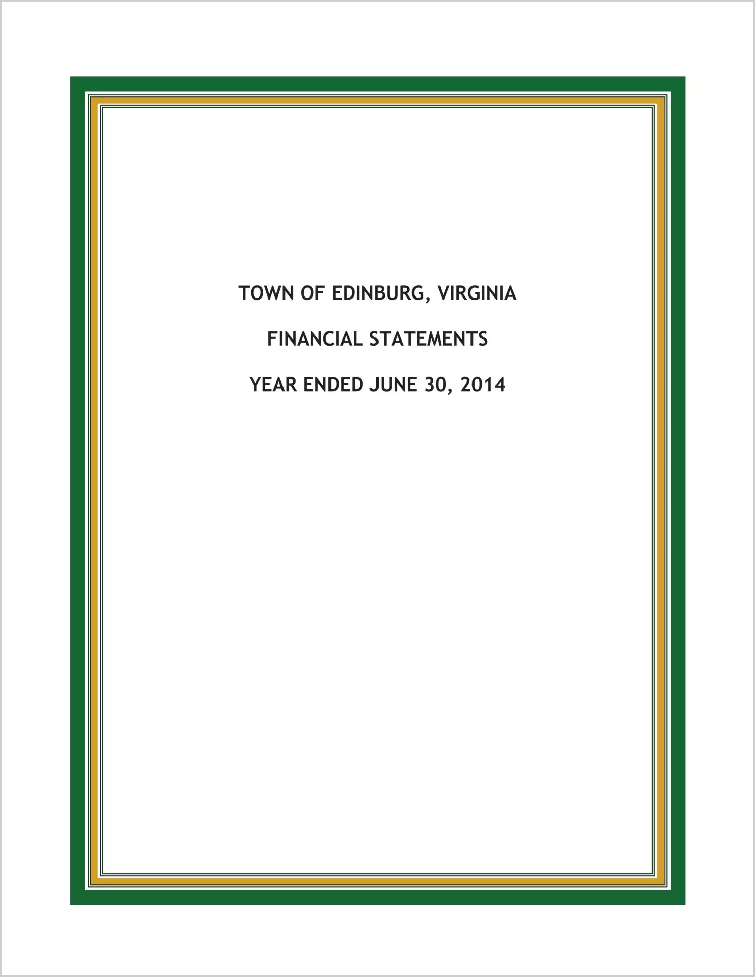 2014 Annual Financial Report for Town of Edinburg