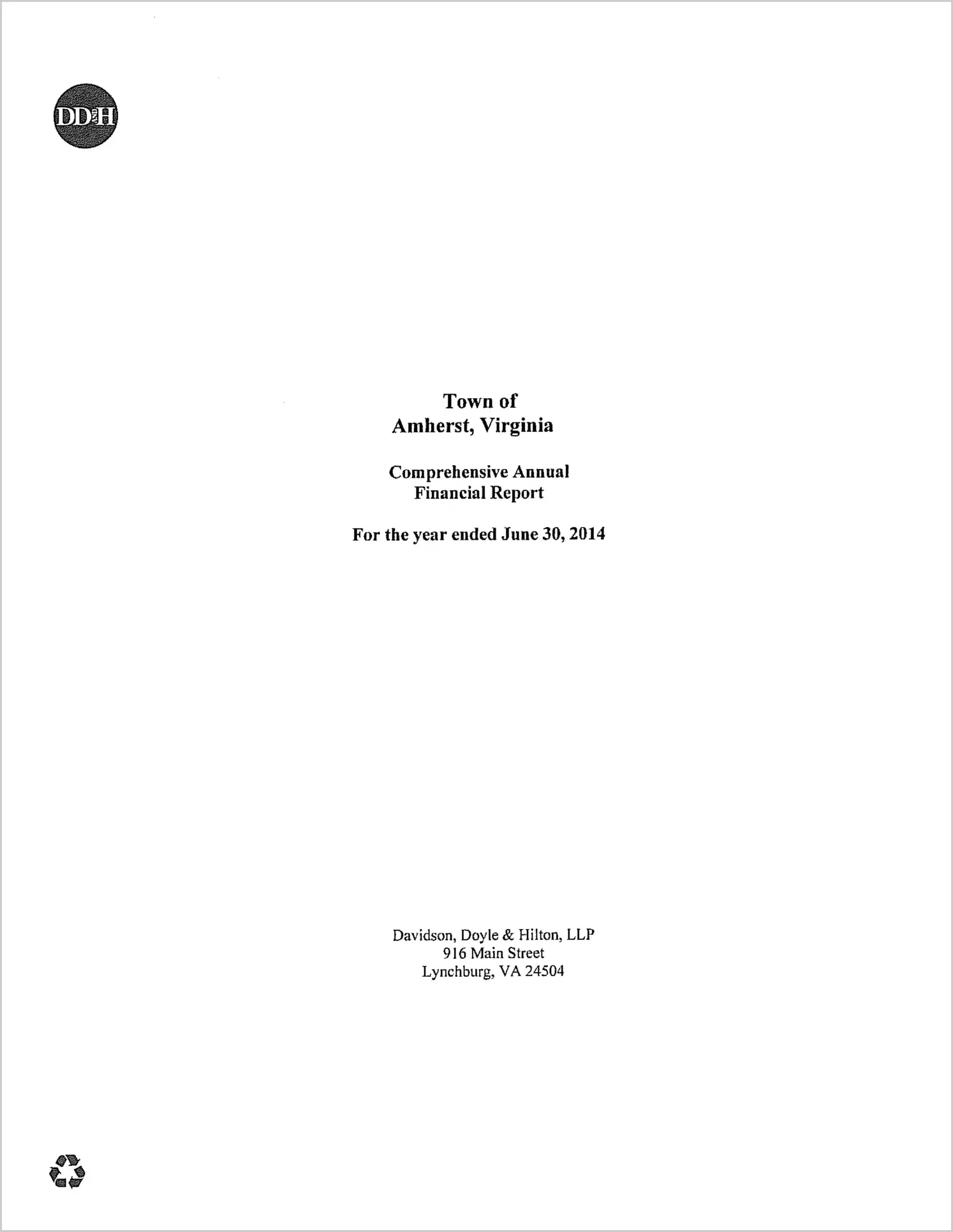 2014 Annual Financial Report for Town of Amherst