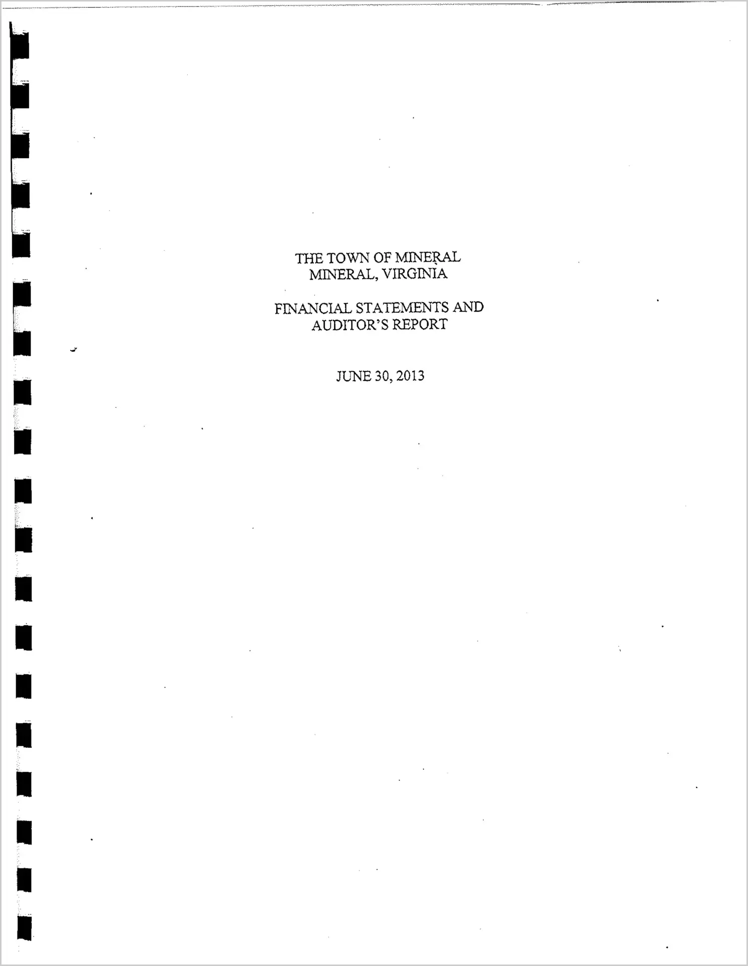 2013 Annual Financial Report for Town of Mineral