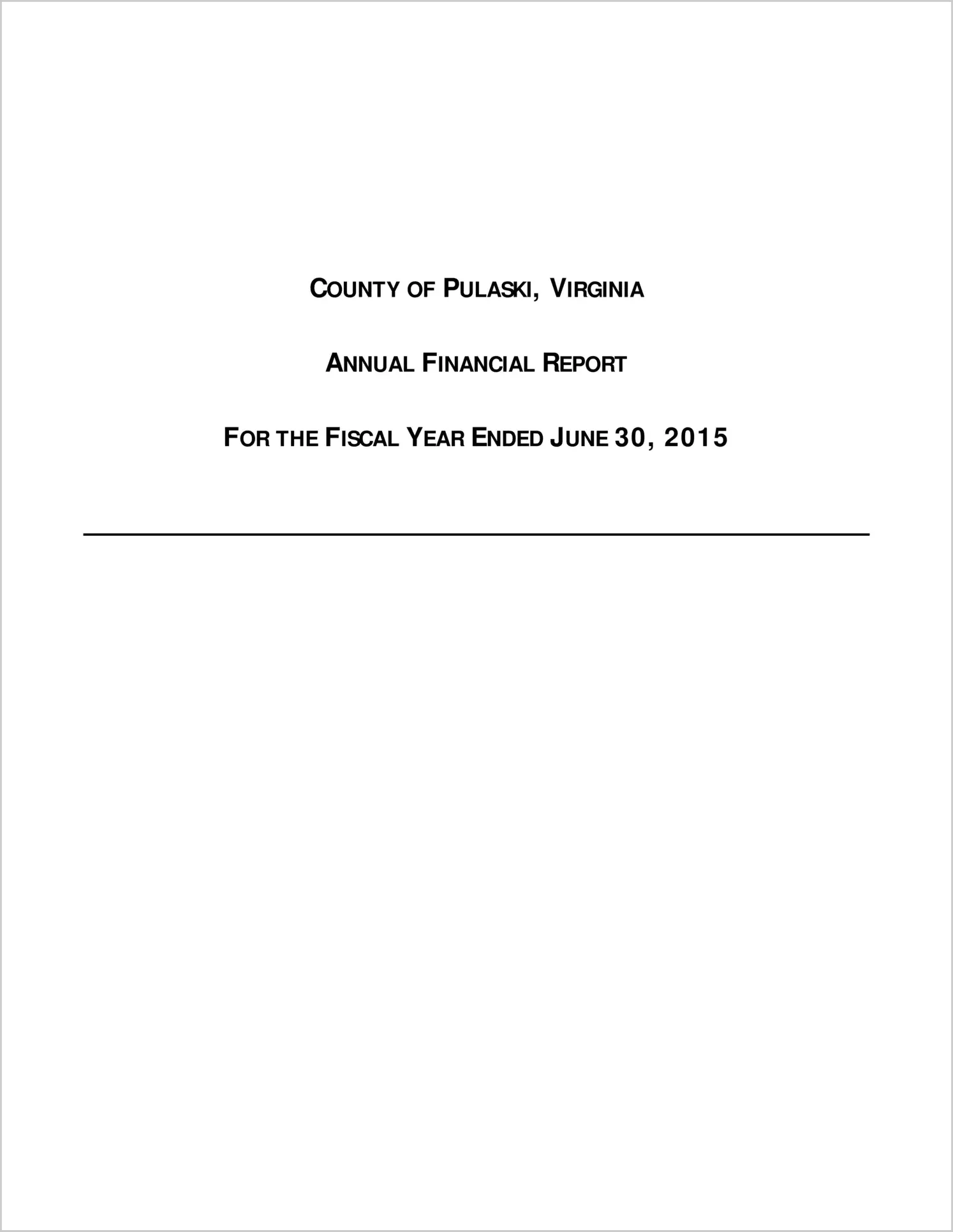 2015 Annual Financial Report for County of Pulaski
