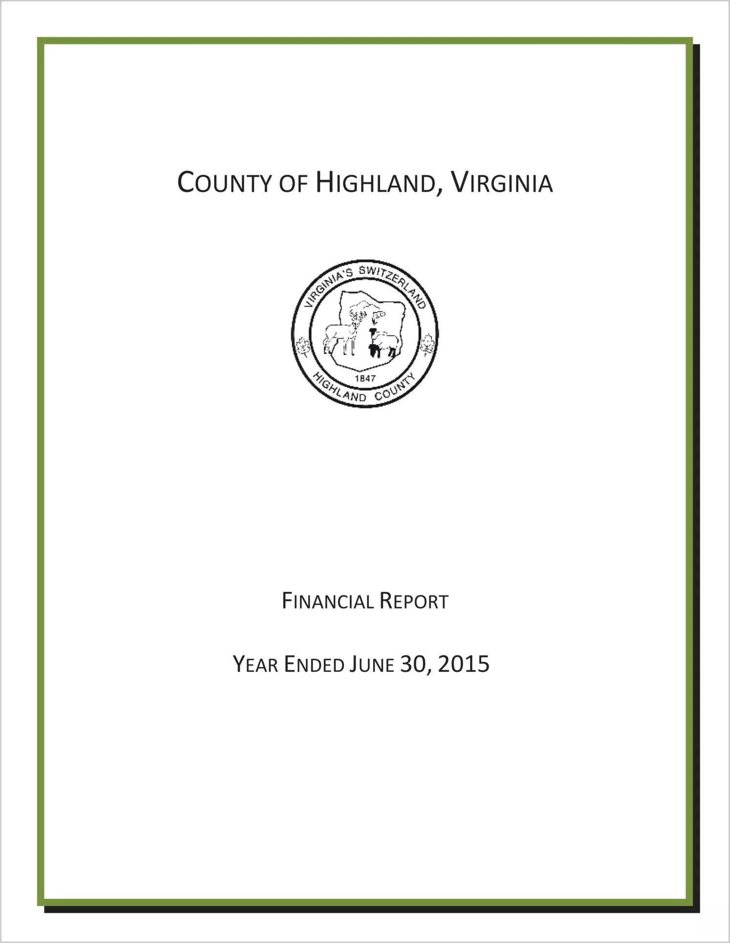 2015 Annual Financial Report for County of Highland