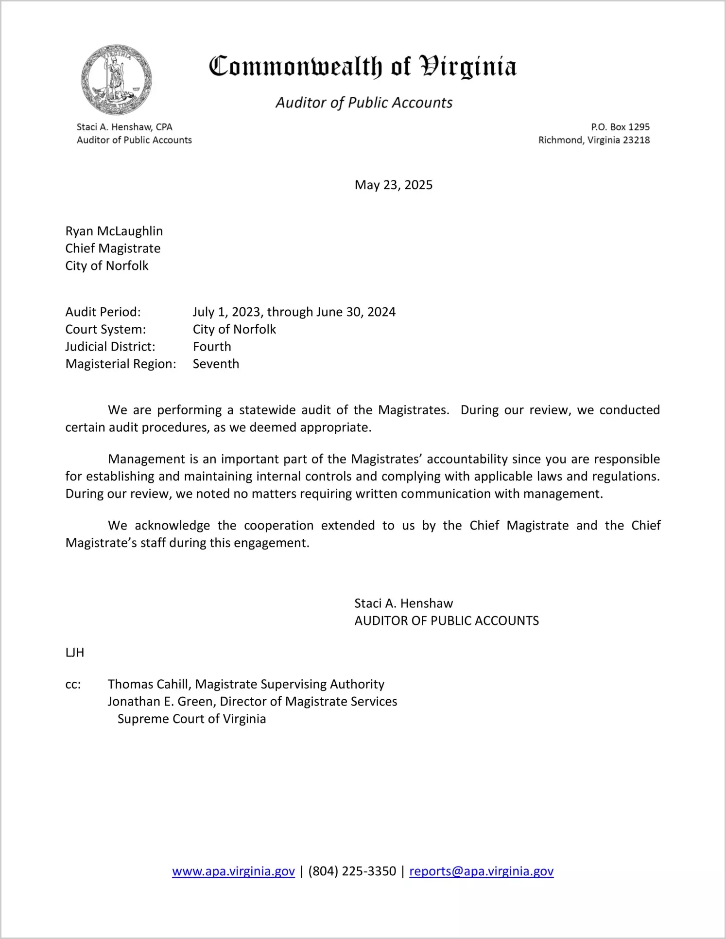 Magistrate of the Judicial District 4 for the period July 1, 2023 through June 30, 2024