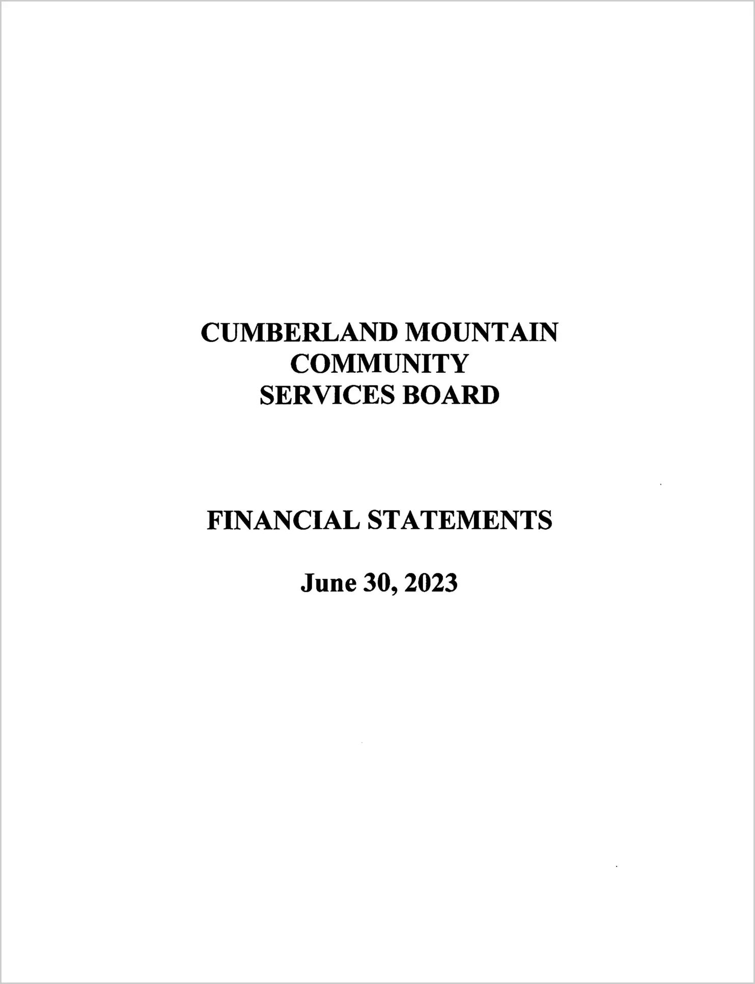 preview of 2023 ABC/Other Annual Financial Report for Cumberland Mountain Community Services Board