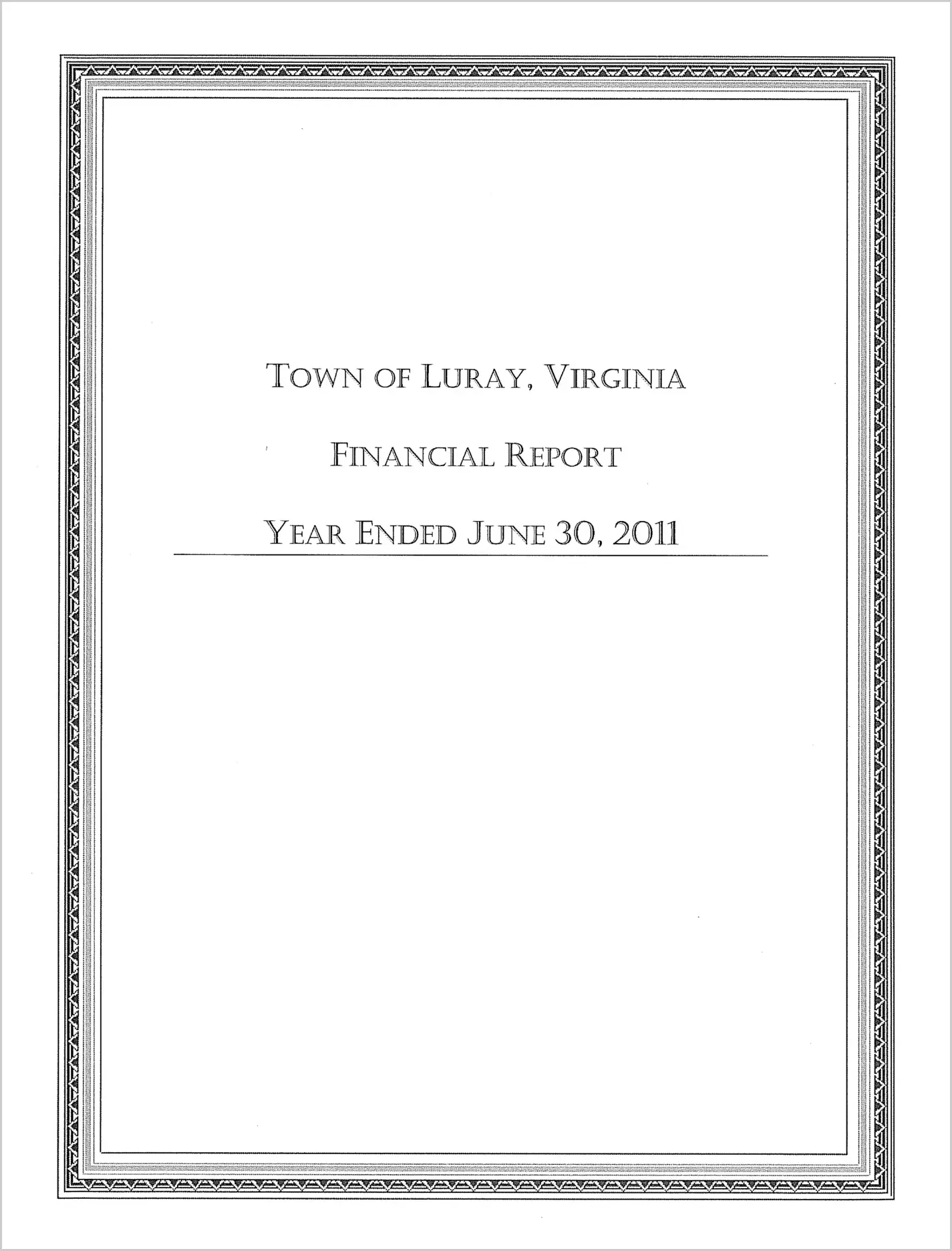2011 Annual Financial Report for Town of Luray