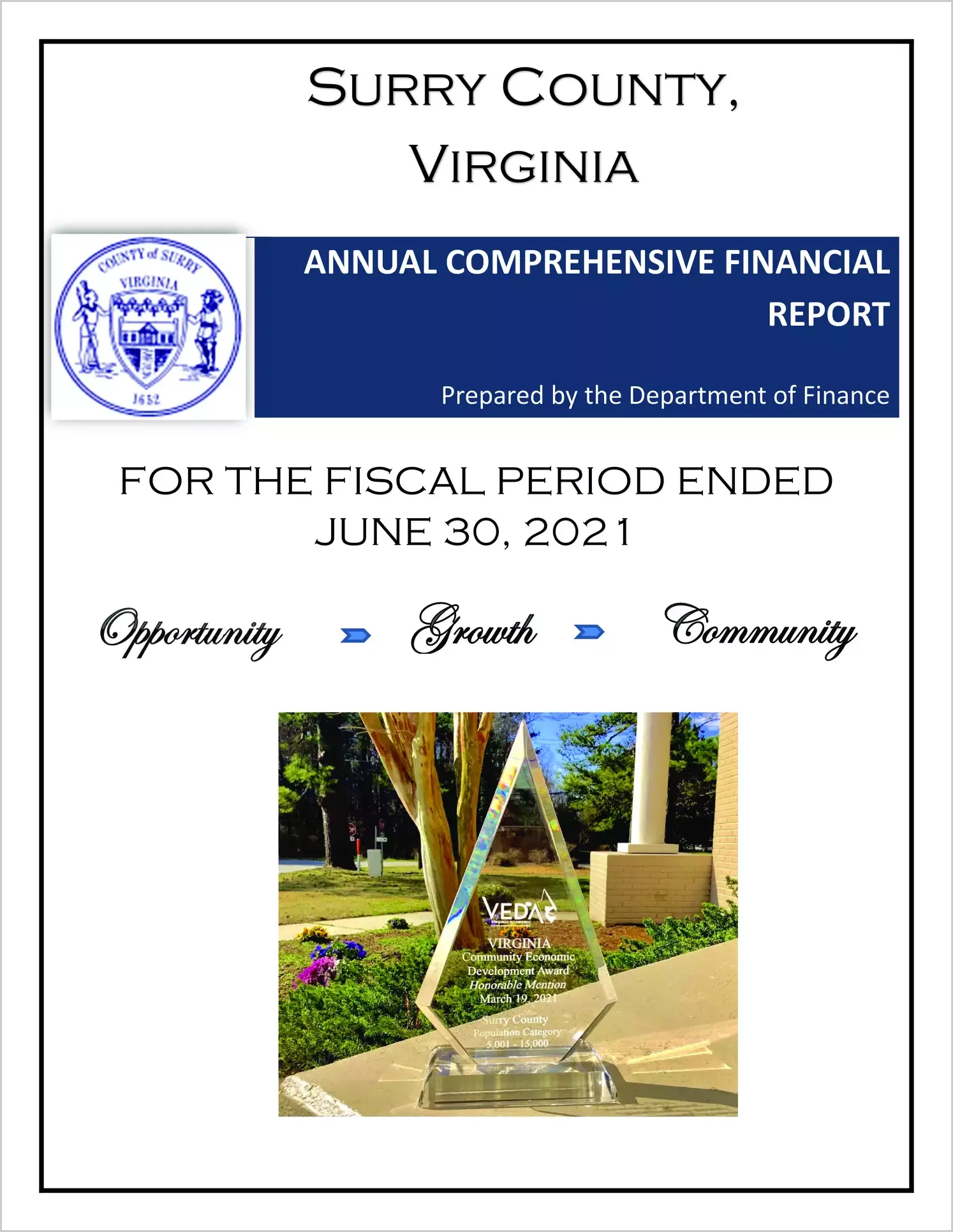 2021 Annual Financial Report for County of Surry