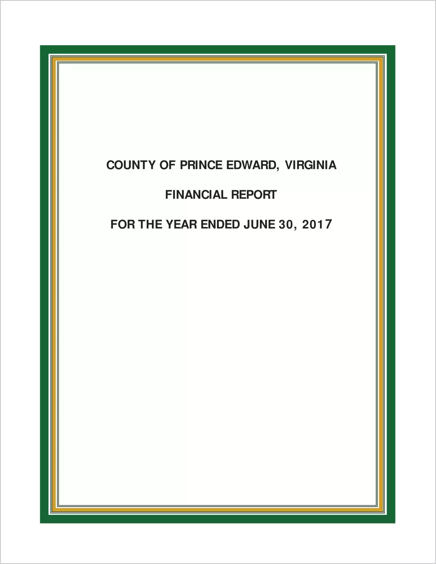 2017 Annual Financial Report for County of Prince Edward