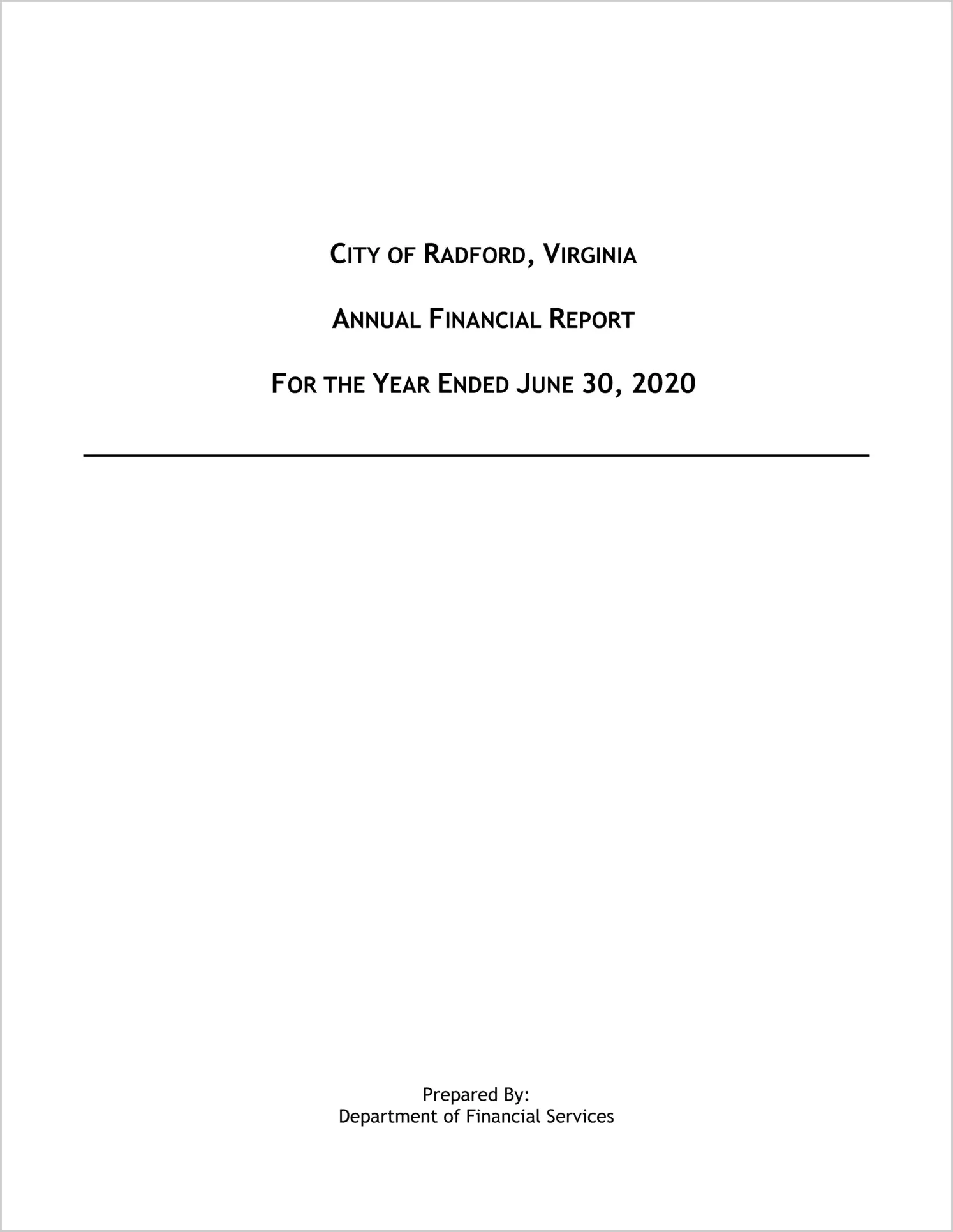 2020 Annual Financial Report for City of Radford