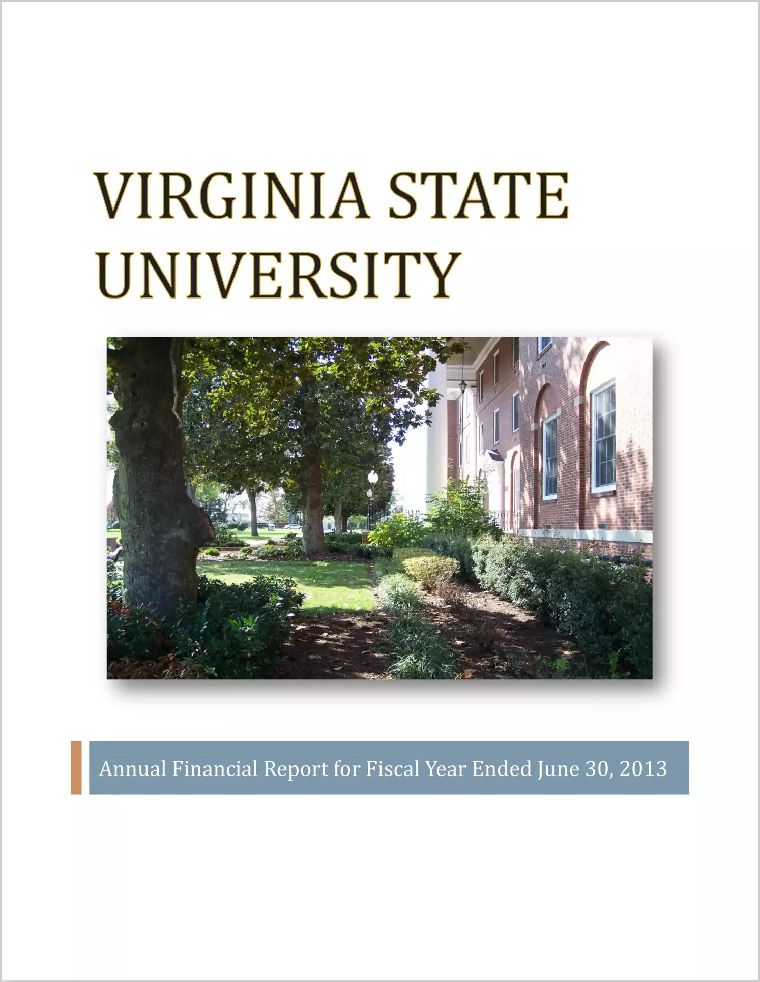 Virginia State University Financial Statement for the year ended June 30, 2013