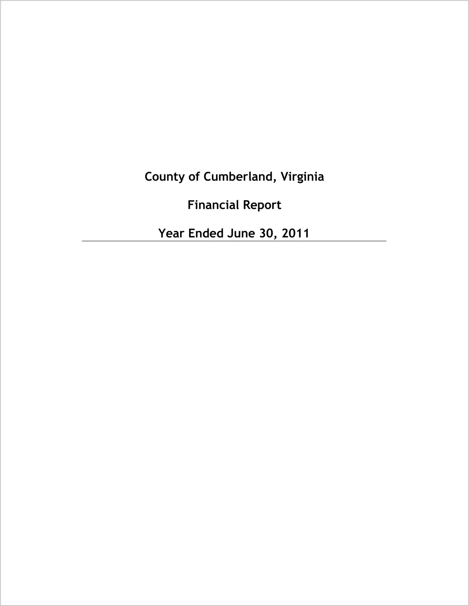2011 Annual Financial Report for County of Cumberland