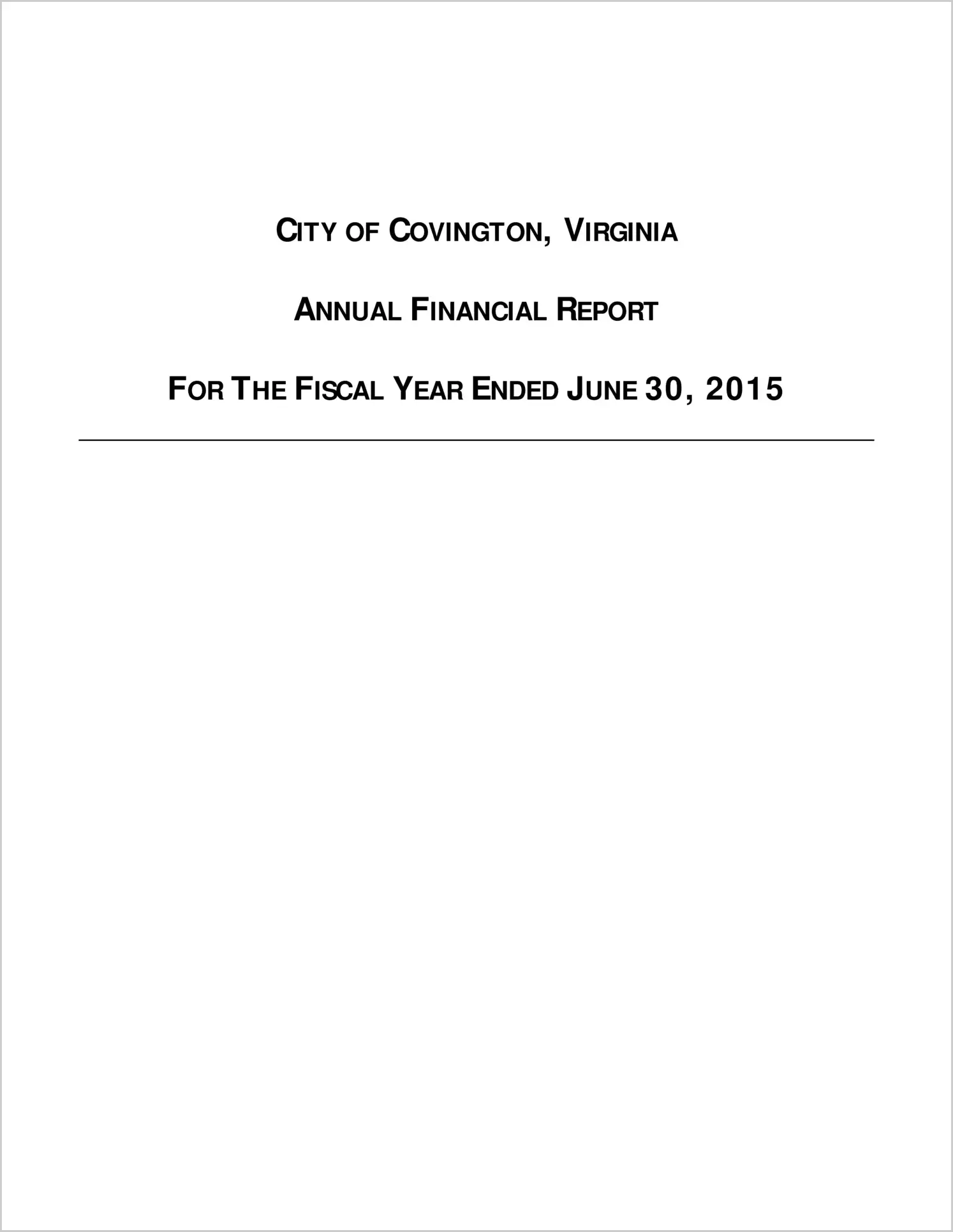 2015 Annual Financial Report for City of Covington