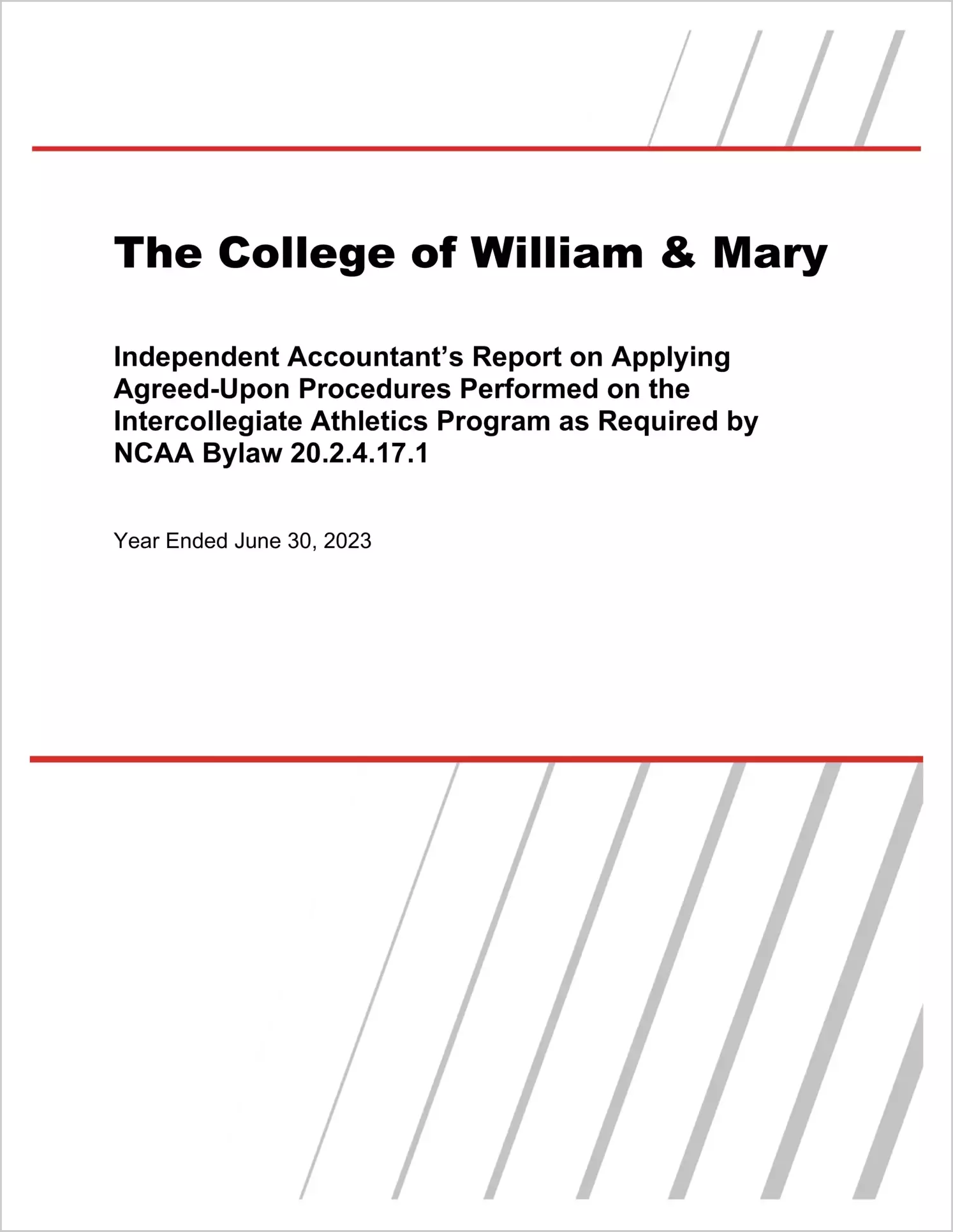The College of William & Mary in Virginia Intercollegiate Athletics Programs for the year ended June 30, 2023