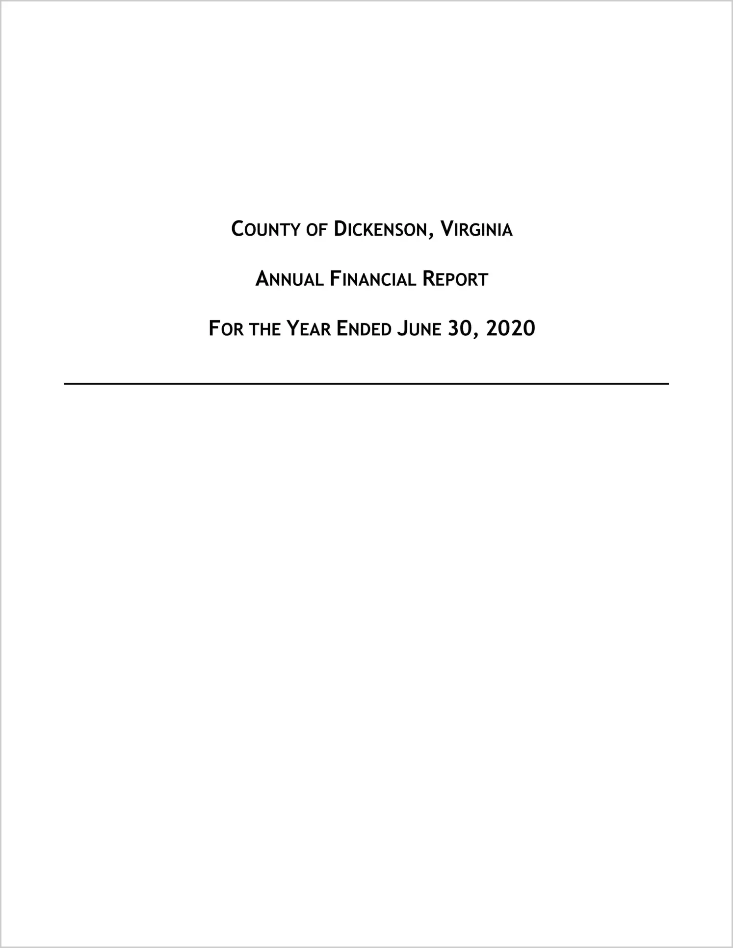 2020 Annual Financial Report for County of Dickenson