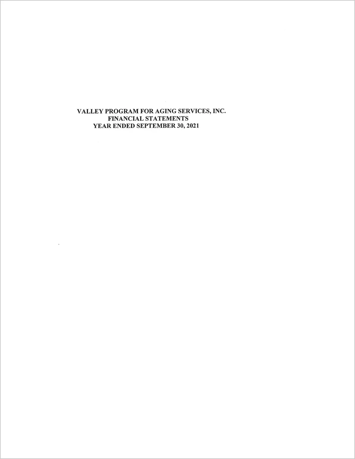 preview of 2021 ABC/Other Annual Financial Report for Valley Program for Aging Services
