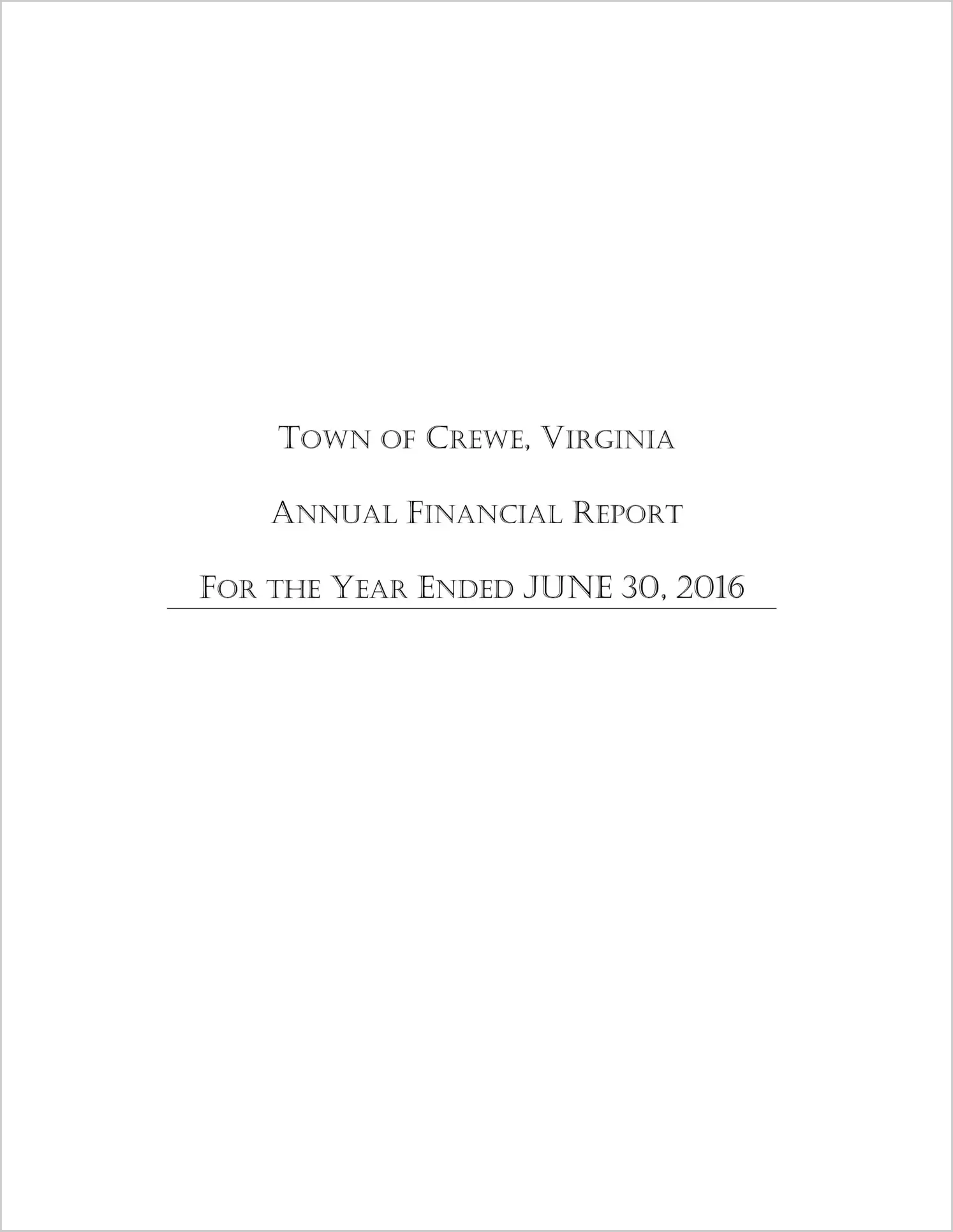 preview of 2016 Annual Financial Report for Town of Crewe