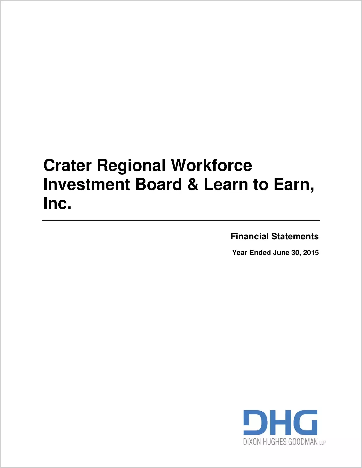 2015 ABC/Other Annual Financial Report  for Crater Regional Workforce